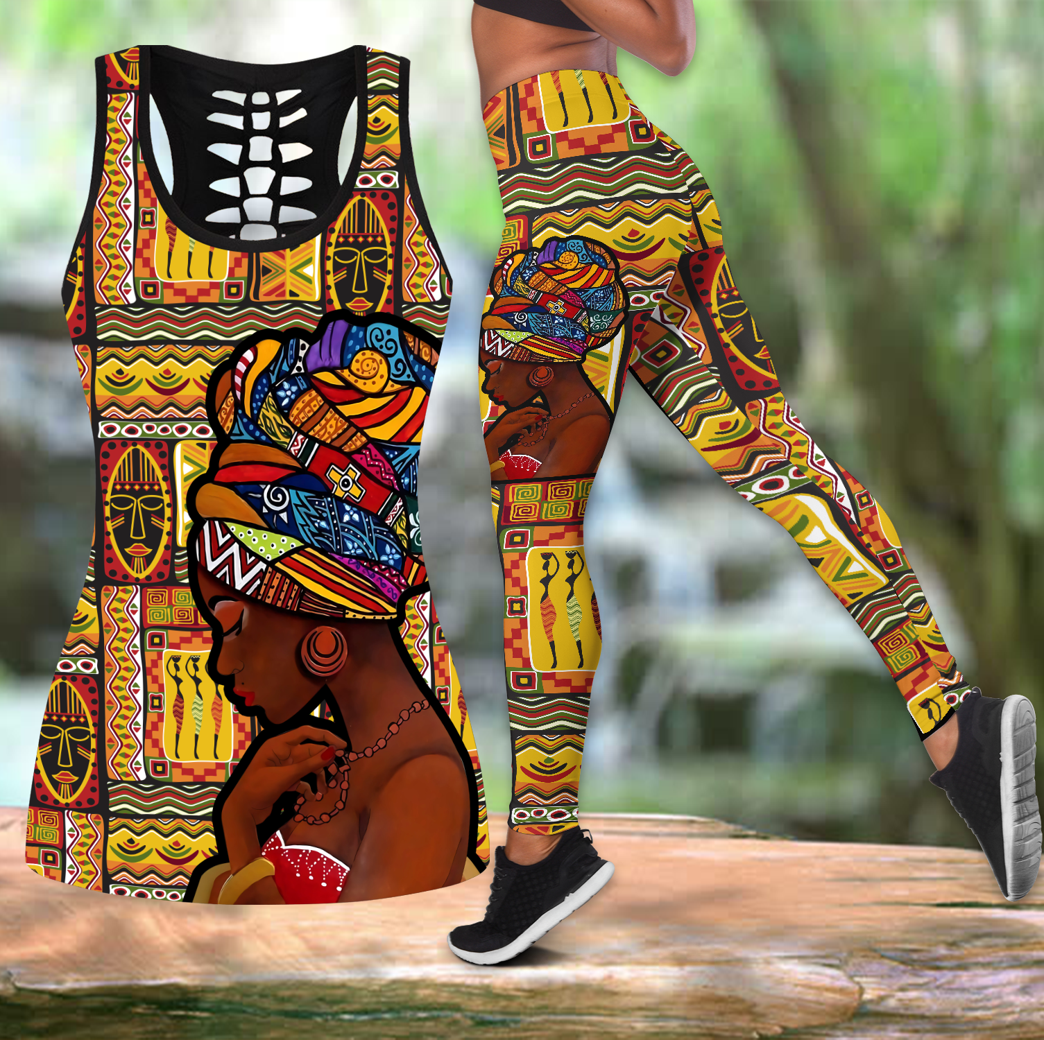 Africa Black Woman Legging Tanktop, Africa Legging Tanktop