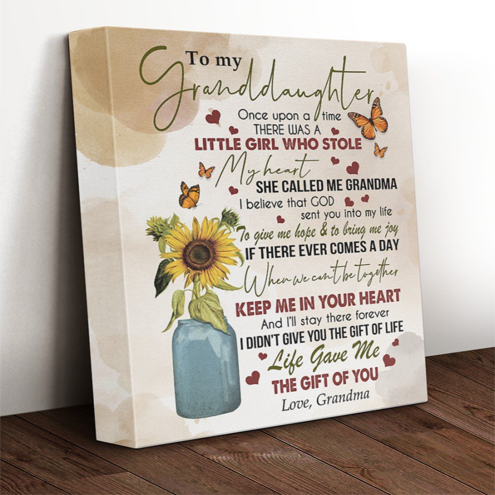 Butterfly Canvas Wall Art – To My Granddaughter, Once Upon A Time There Was A Little Girl, Family Gifts Canvas