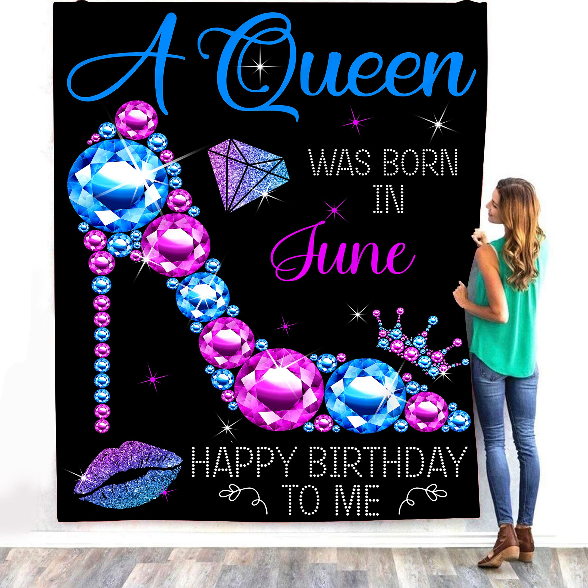 A Queen Was Born In June Blanket. Happy Birthday To Me