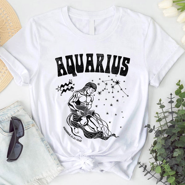 Aquarius Astrology Shirt, Retro Inspired Aquarius Graphic T-Shirt ...