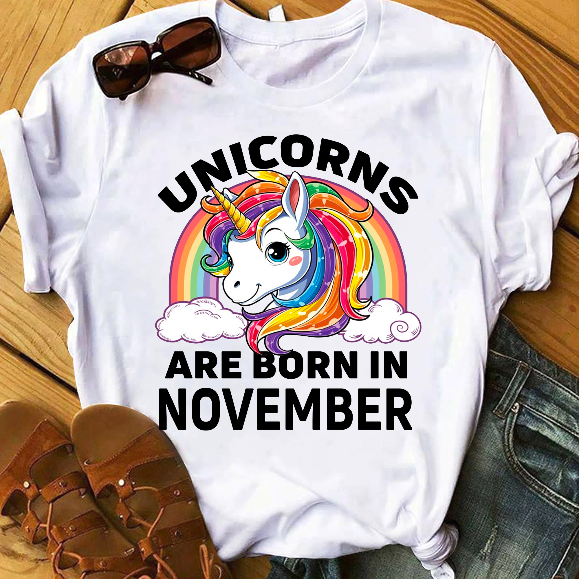 Unicorns Are Born In November Tshirt, Birthday Gift For Unicorn Lovers