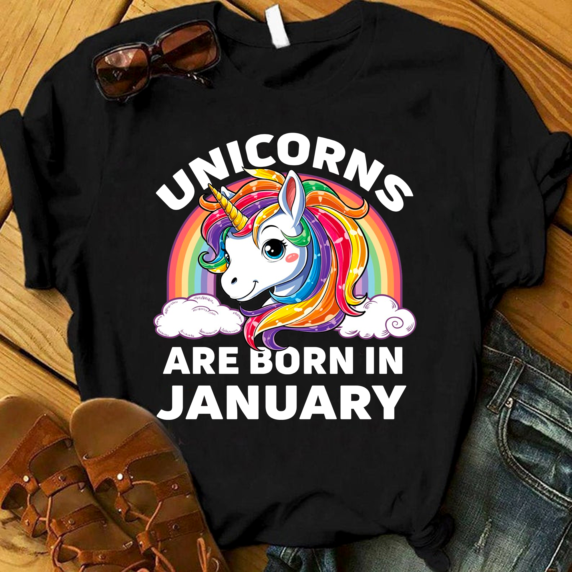 Unicorns Are Born In January Tshirt, Birthday Gift For Unicorn Lovers