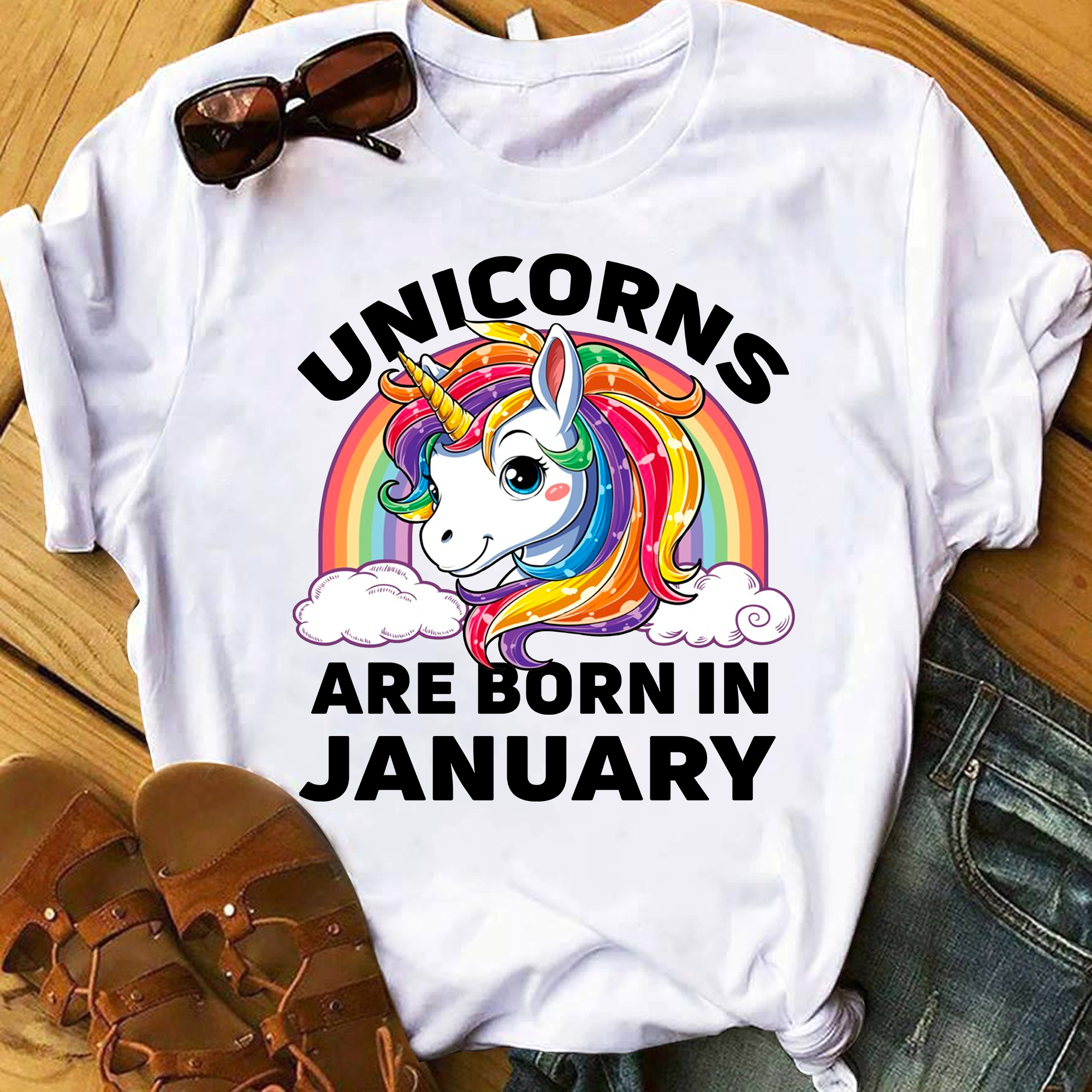 Unicorns Are Born In January Tshirt, Birthday Gift For Unicorn Lovers