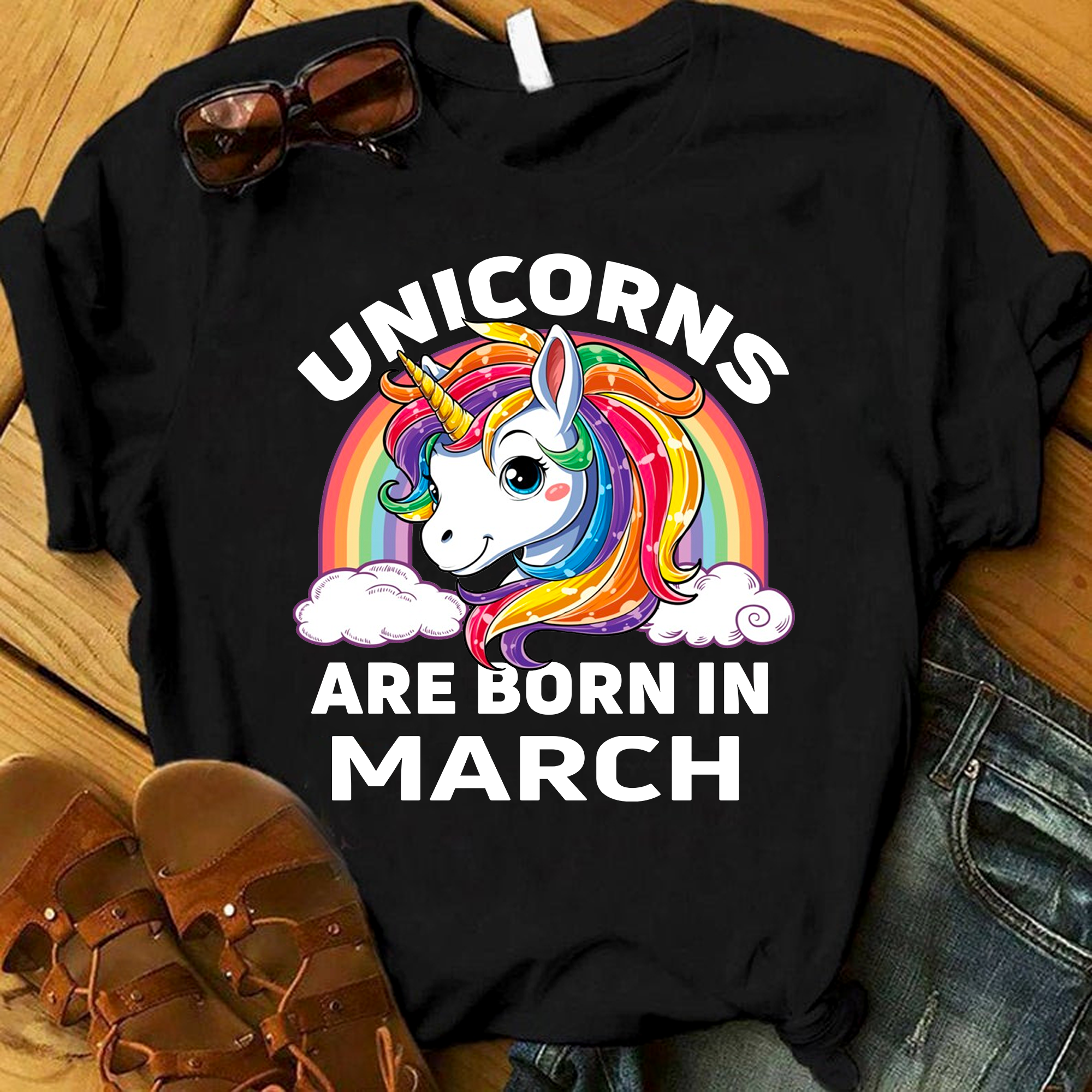 Unicorns Are Born In March Tshirt, Birthday Gift For Unicorn Lovers