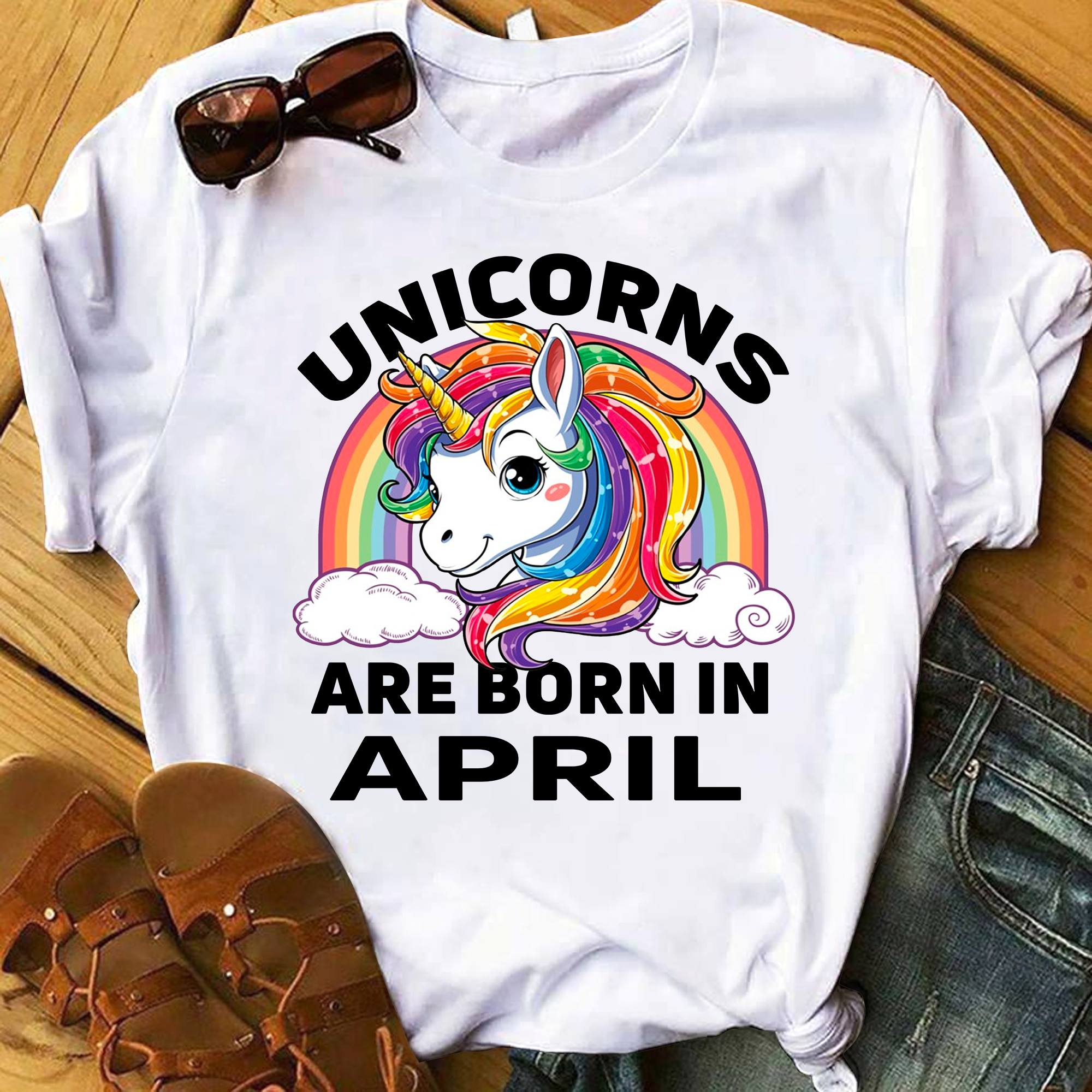 Unicorns Are Born In April Tshirt, Birthday Gift For Unicorn Lovers