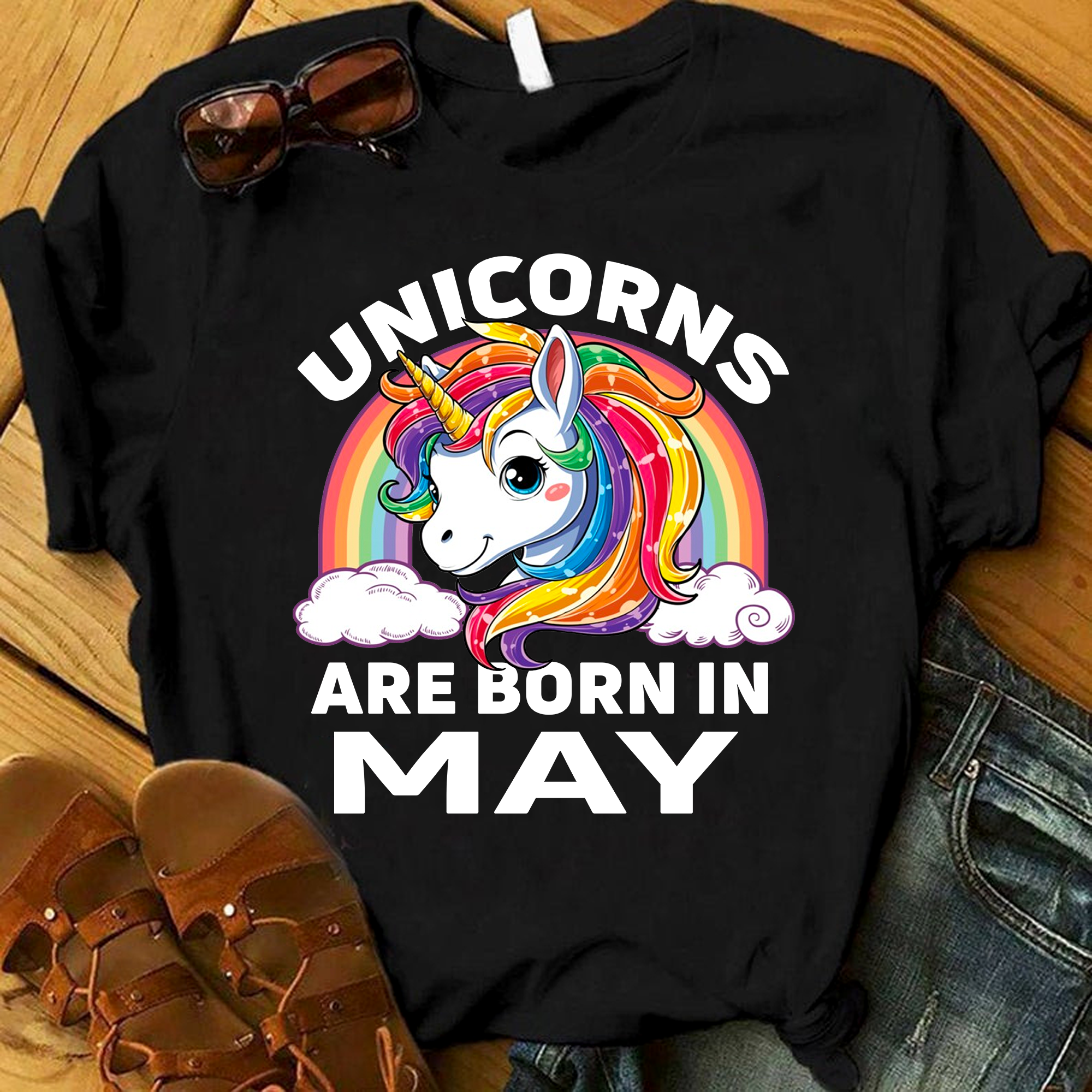 Unicorns Are Born In May Tshirt, Birthday Gift For Unicorn Lovers