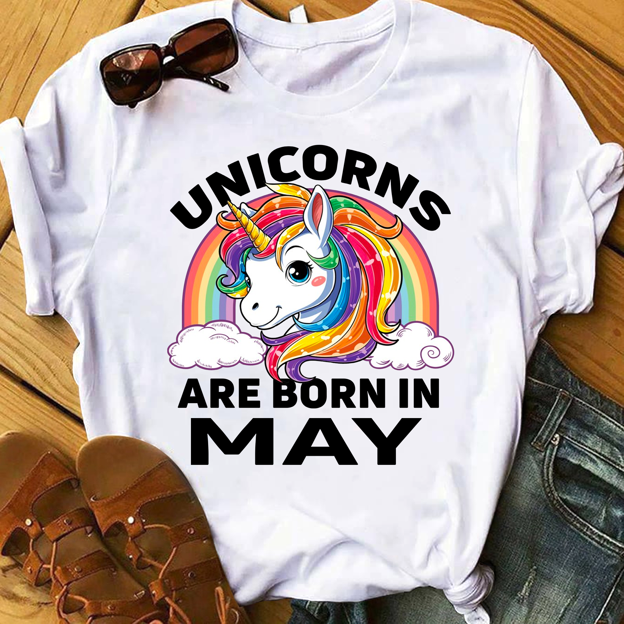 Unicorns Are Born In May Tshirt, Birthday Gift For Unicorn Lovers