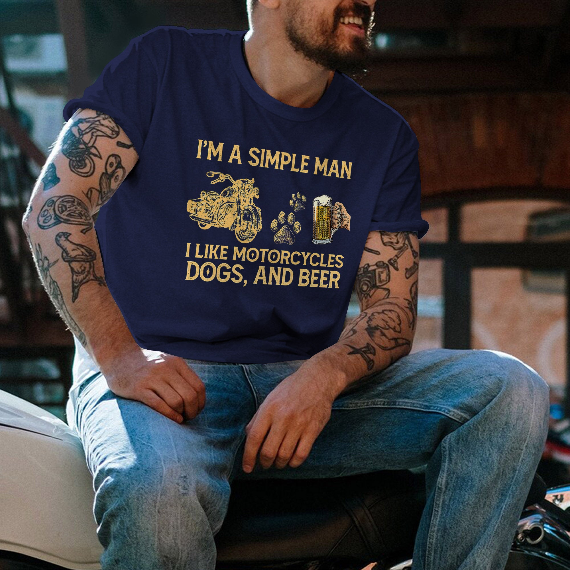 I Am A Simple Man I Like Motorcycles Dogs And Beer Shirt