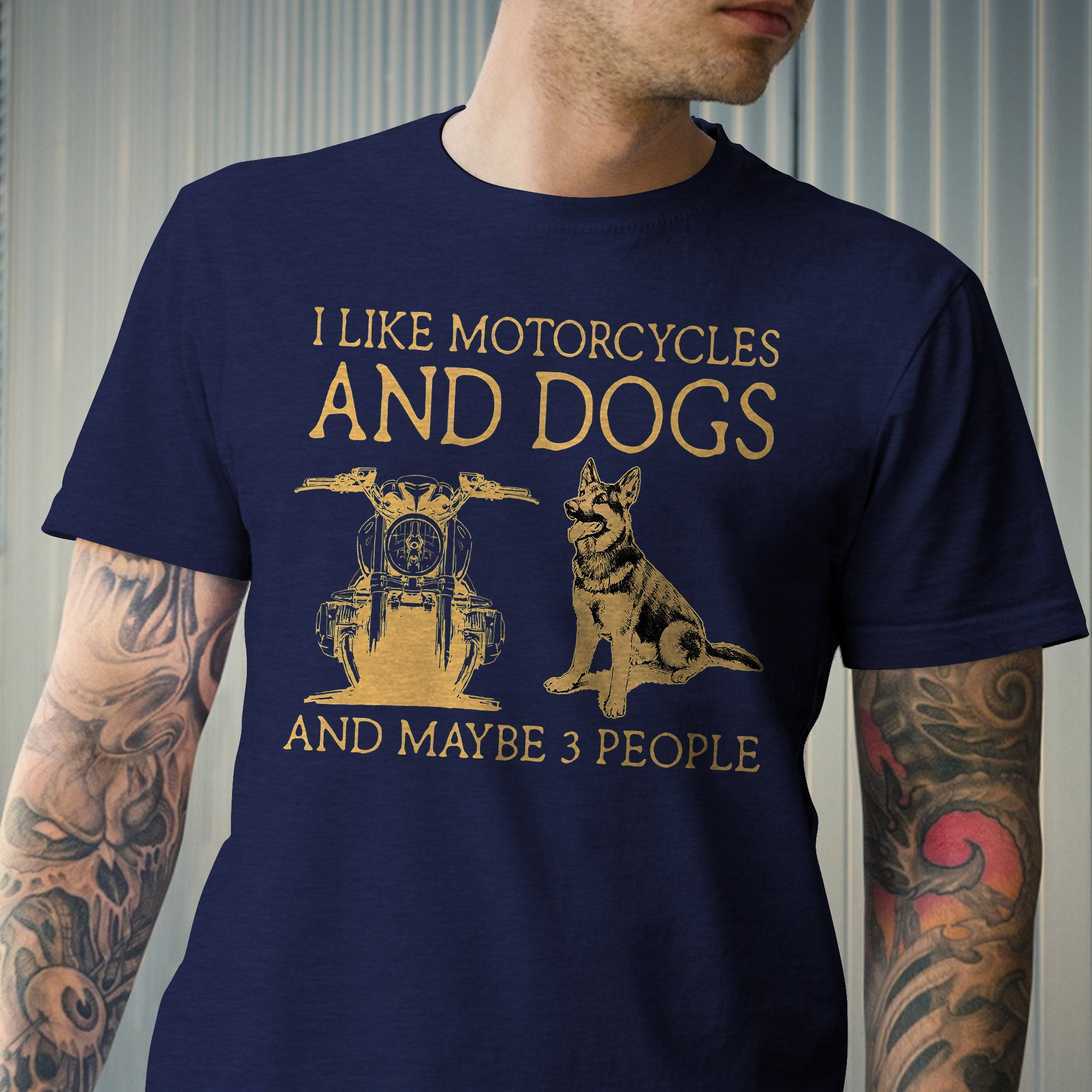 I Like Motorcycles And Dogs German Shepherd Shirt
