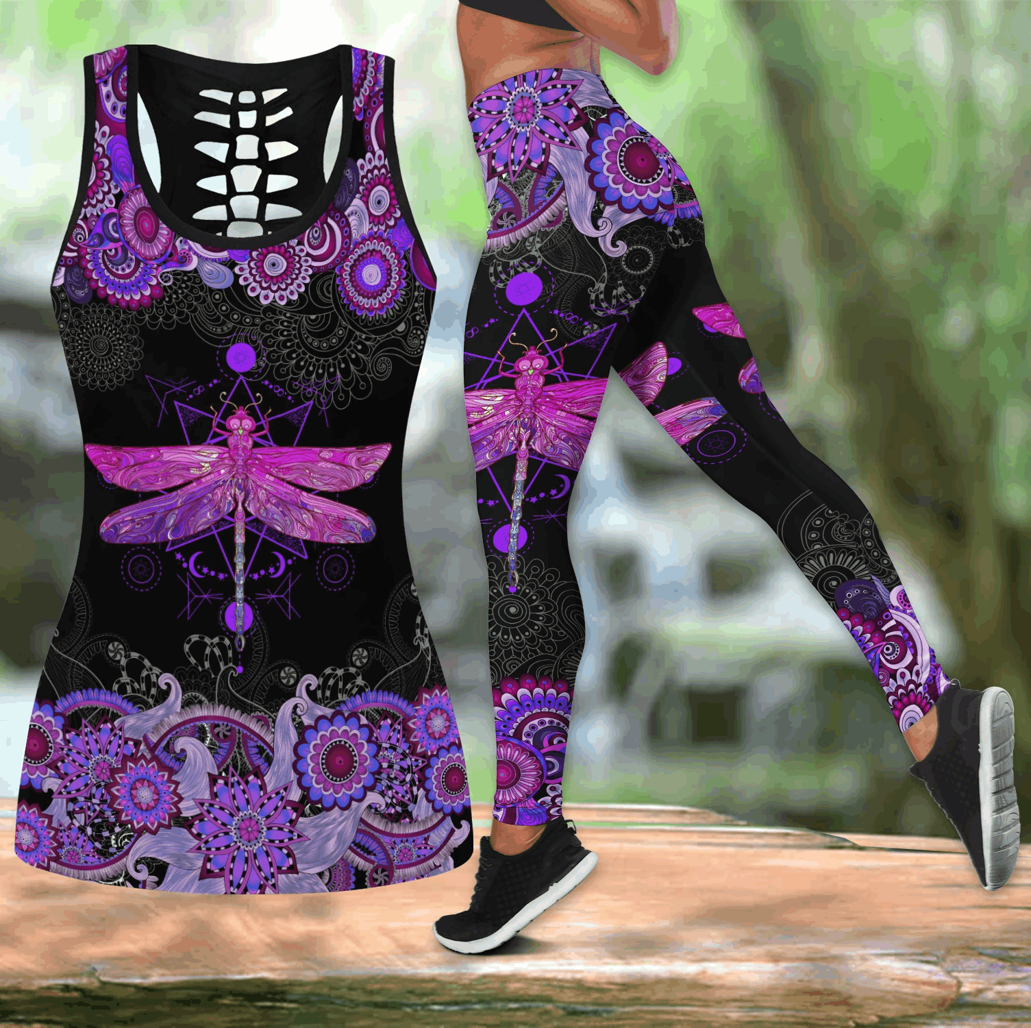 Beautiful Dragonfly Purple Legging Tanktop, Dragonfly Legging Tanktop