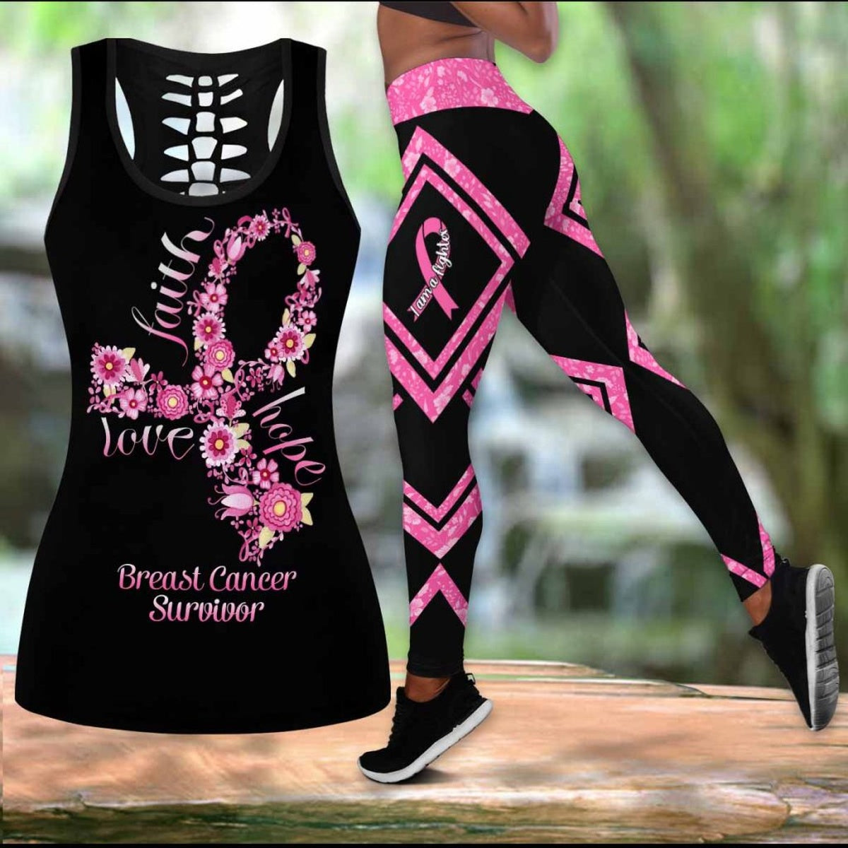 Breast Cancer Survivor Faith Hope Love Legging Tanktop, Breast Cancer Awareness Legging Tanktop