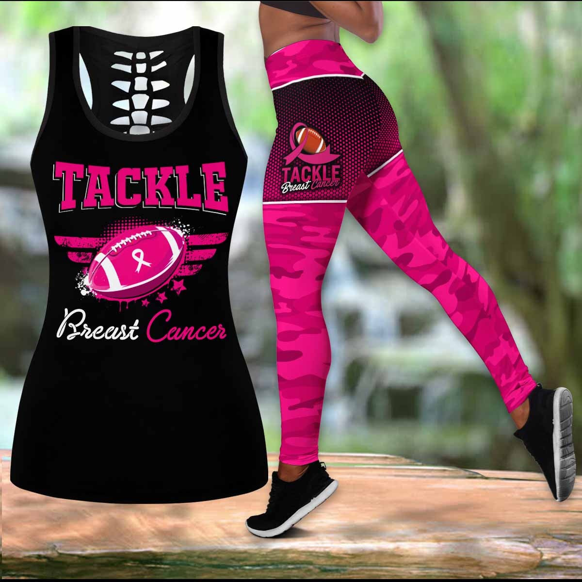 Breast Cancer Tackle Legging Tanktop, Breast Cancer Awareness Legging Tanktop