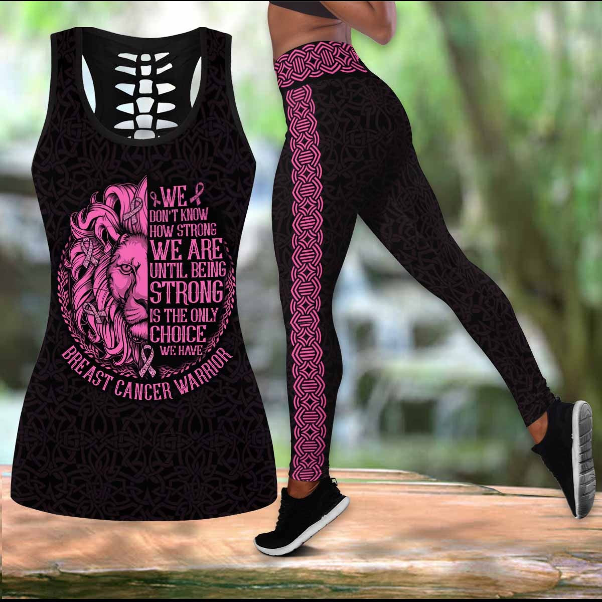 Breast Cancer We Dont Know How Strong We Are Legging Tanktop, Breast Cancer Awareness Legging Tanktop