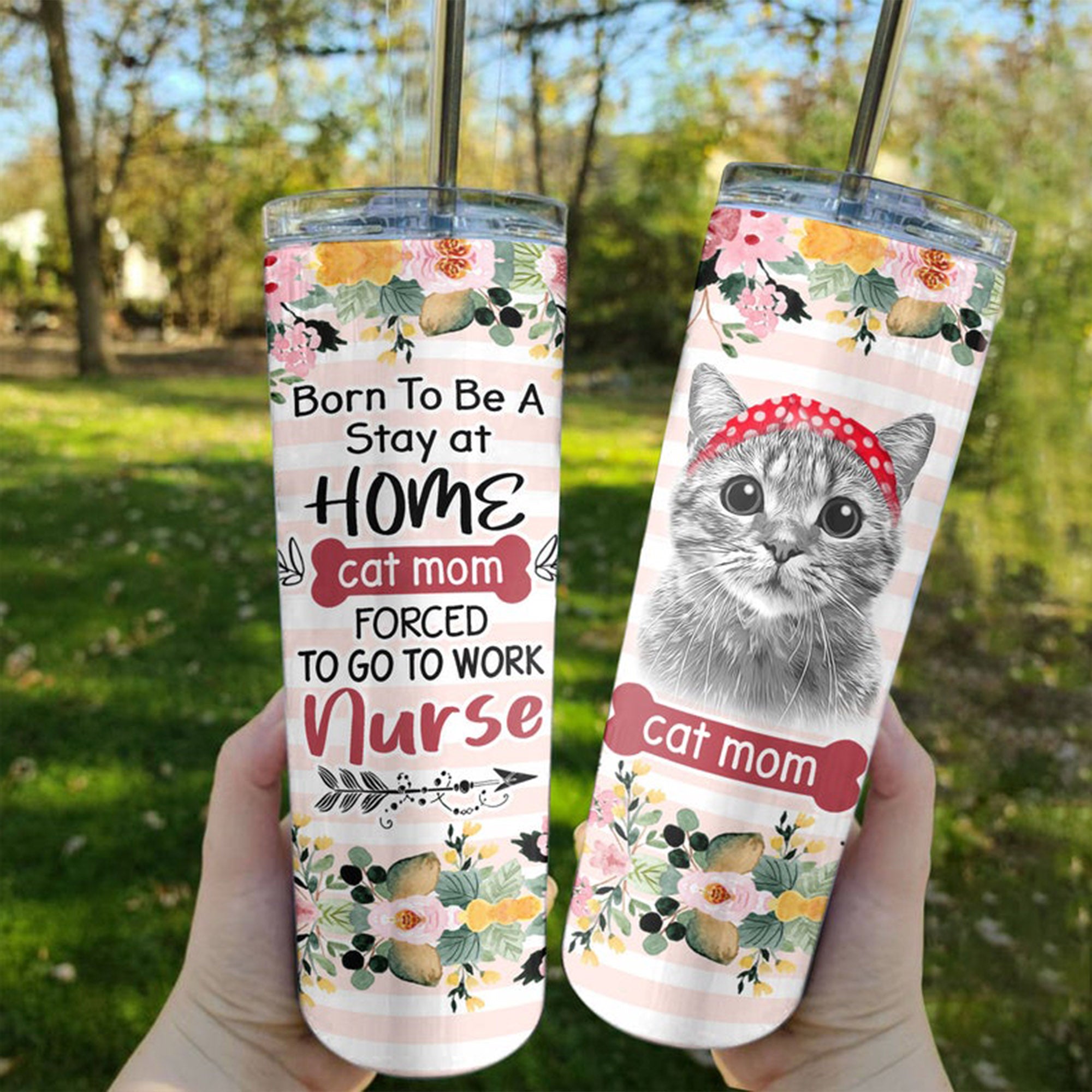 Cat Mom Skinny Tumbler