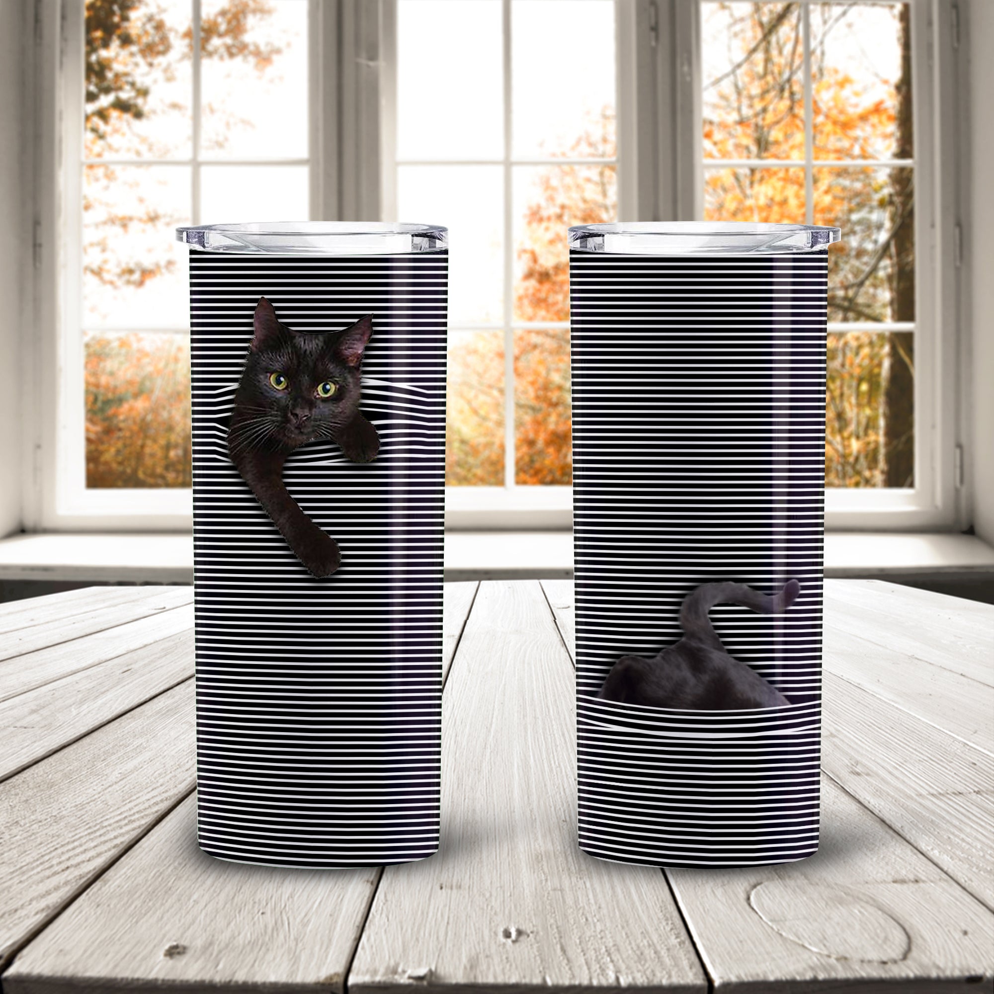 Cat Skinny Tumbler – Black Cat, Gifts For Cat Moms