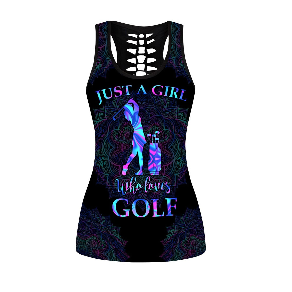 Personalized Just A Girl Who Loves Golf Legging Tanktop, Custom Name Golf Lovers Legging Tanktop