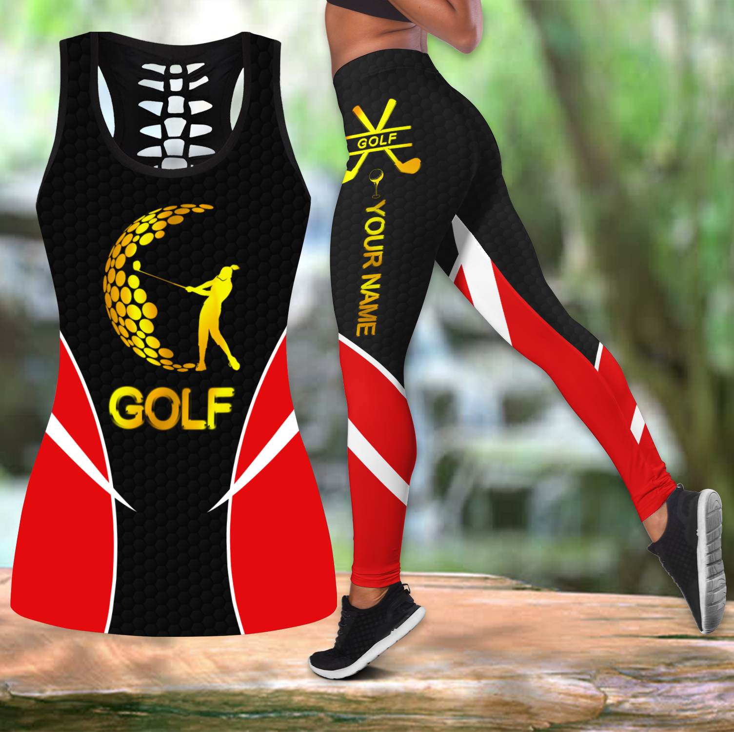 Personalized Golf Girl Legging Tanktop, Custom Name Golf Lovers Legging Tanktop
