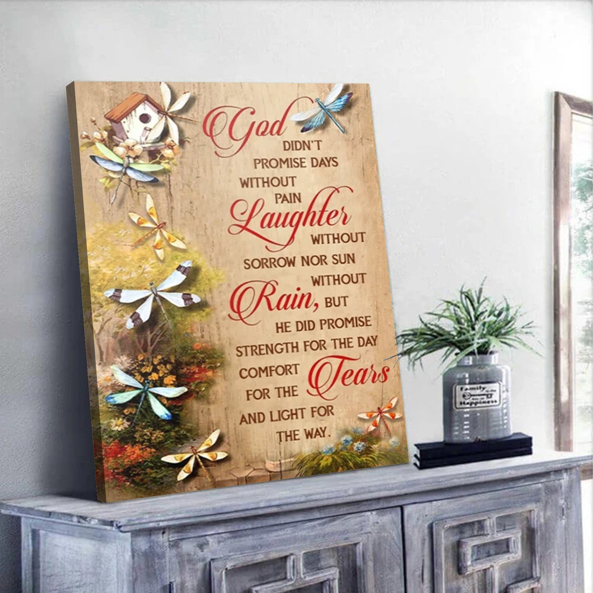Dragonfly Canvas – God Didn’t Promise Days Without Pain