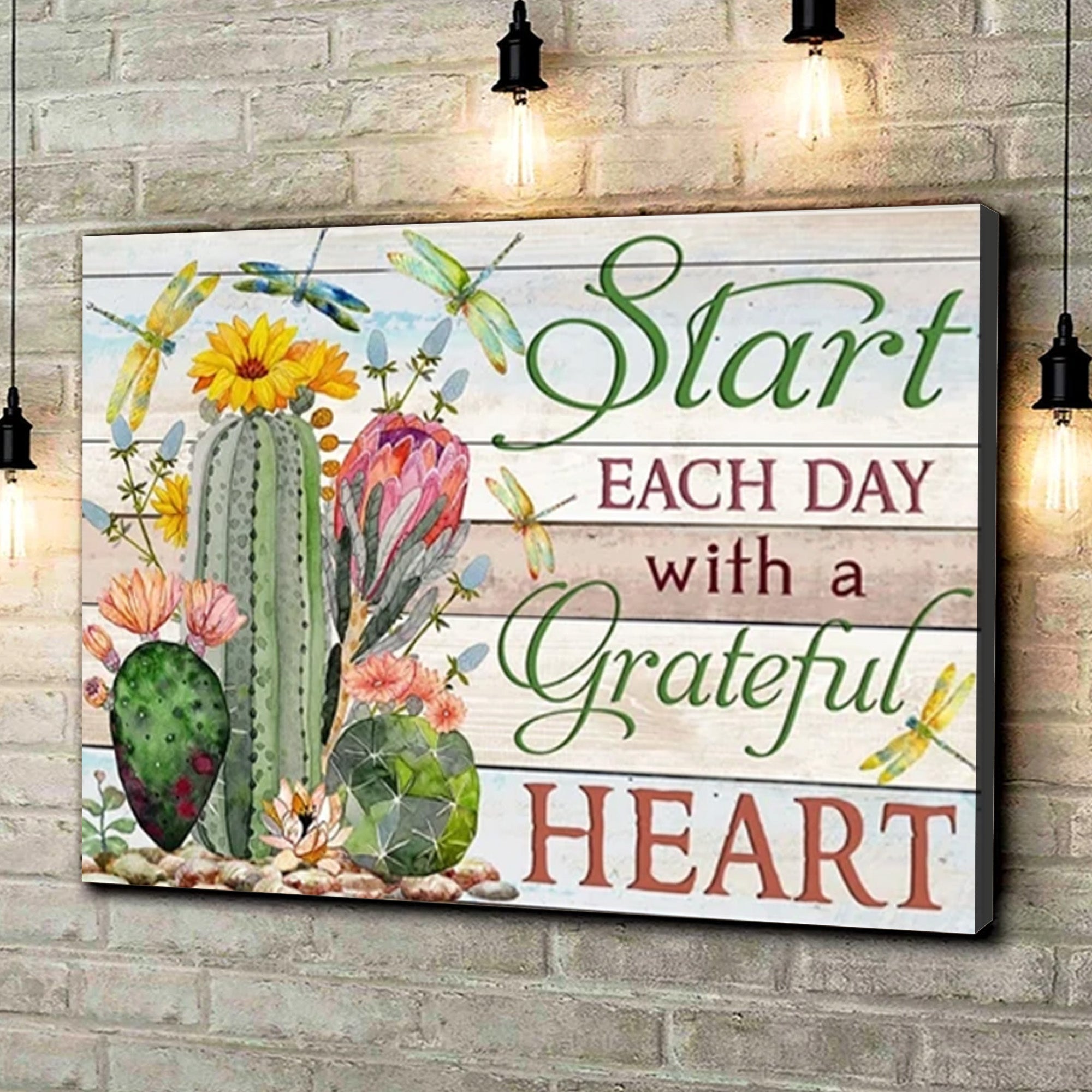 Dragonfly Canvas – Start Each Day With A Grateful Heart