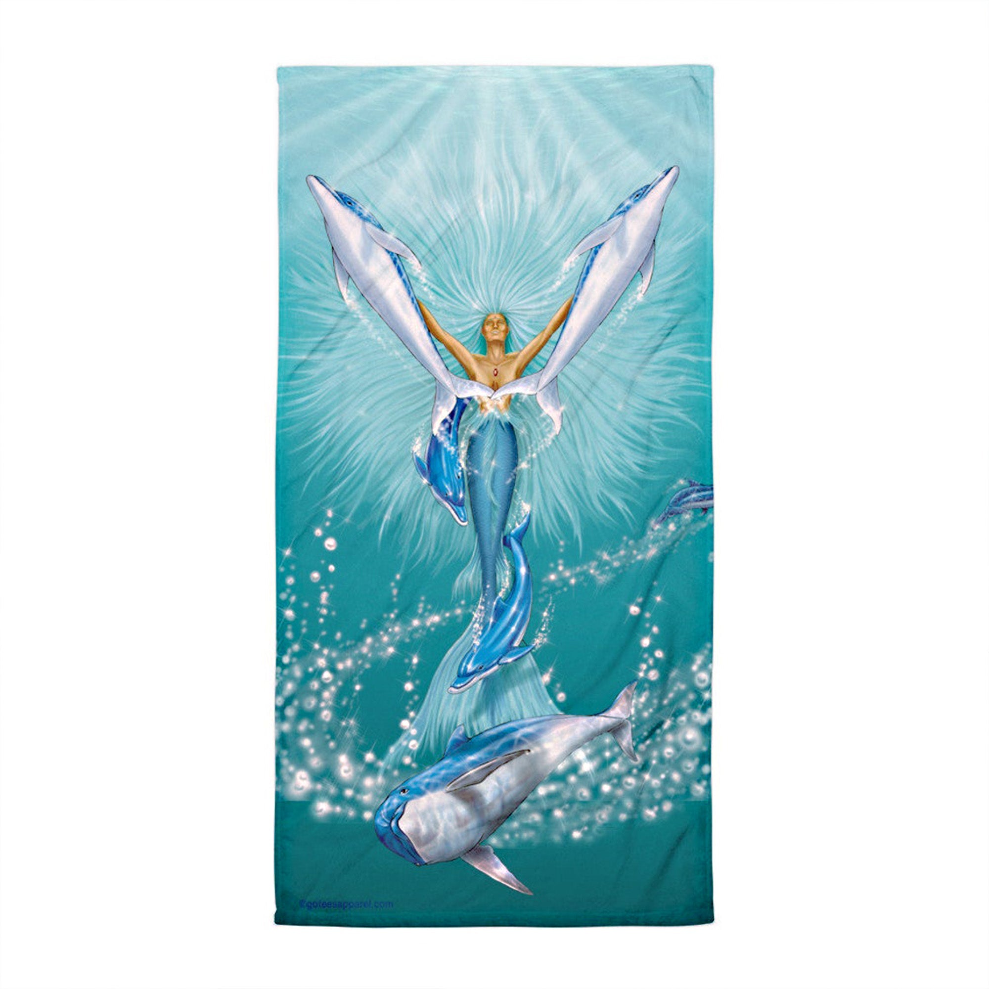 Mermaid And Dolphins Beach Towel, Travel Shower Towel, Camping Towel