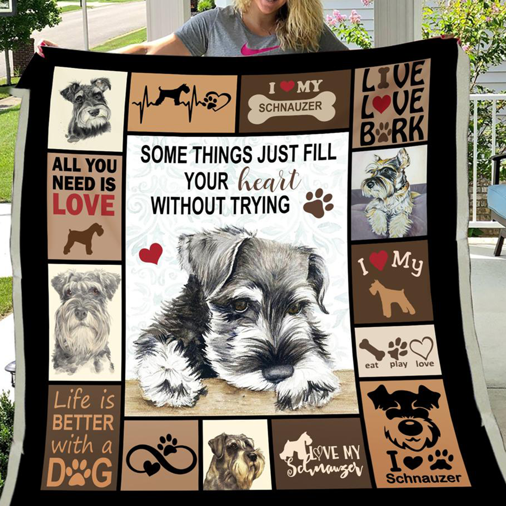 Schnauzer Dog Some Things Just Fill Your Heart Without Trying Fleece Blanket, Sherpa Blanket