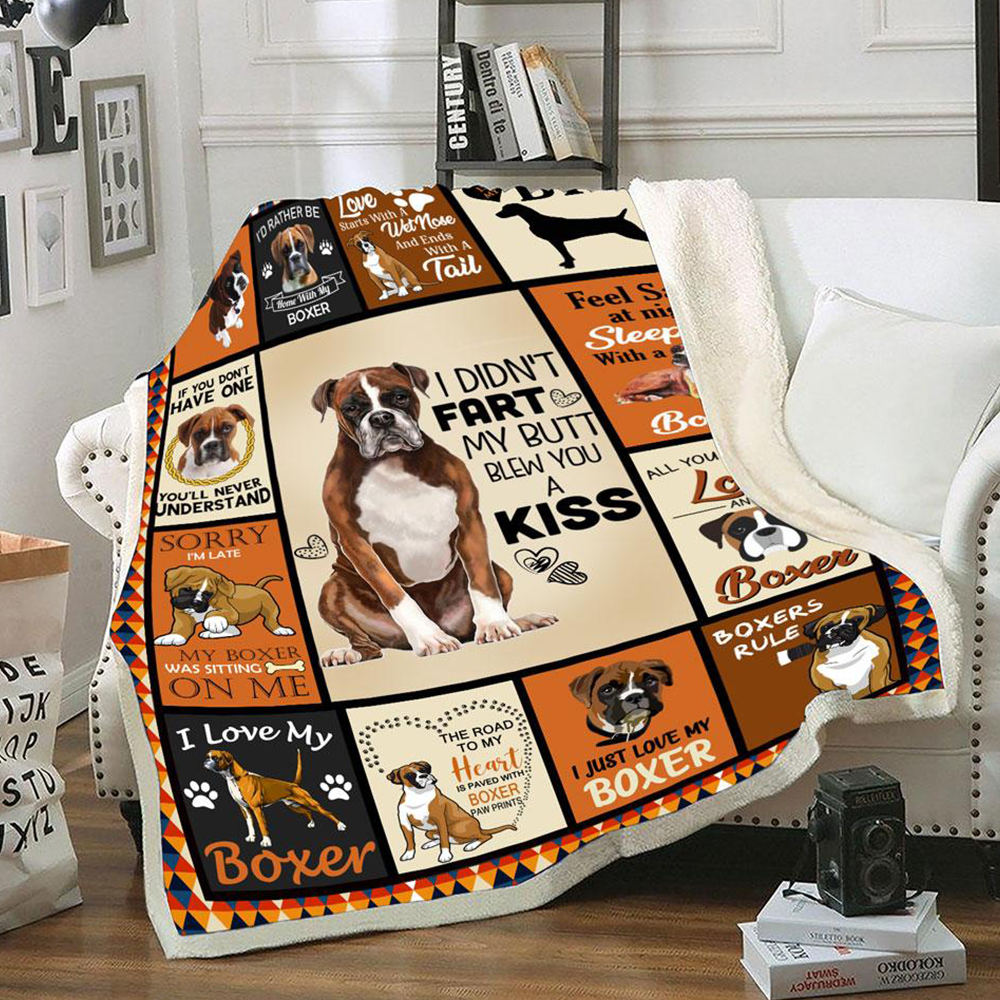 Boxer Fleece Blanket, Sherpa Blanket – All I Need Is Love And A Boxer