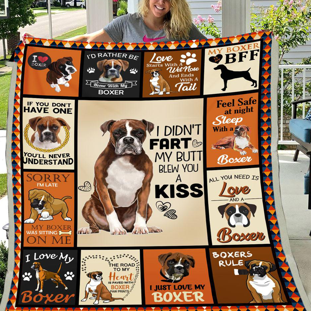 Boxer Fleece Blanket, Sherpa Blanket – All I Need Is Love And A Boxer