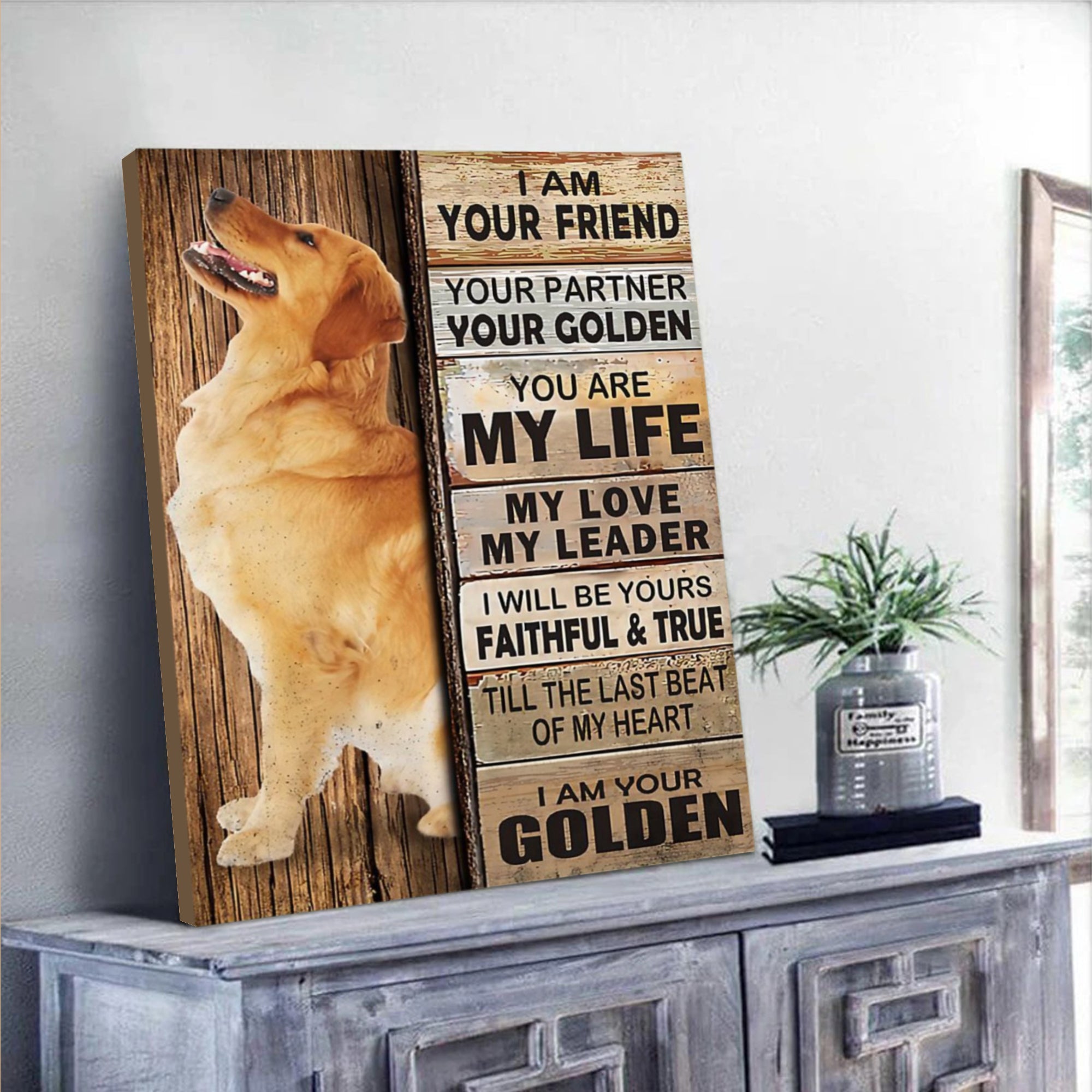 Golden Retriever Canvas Wall Art – I Am Your Friend Dog Home Decor