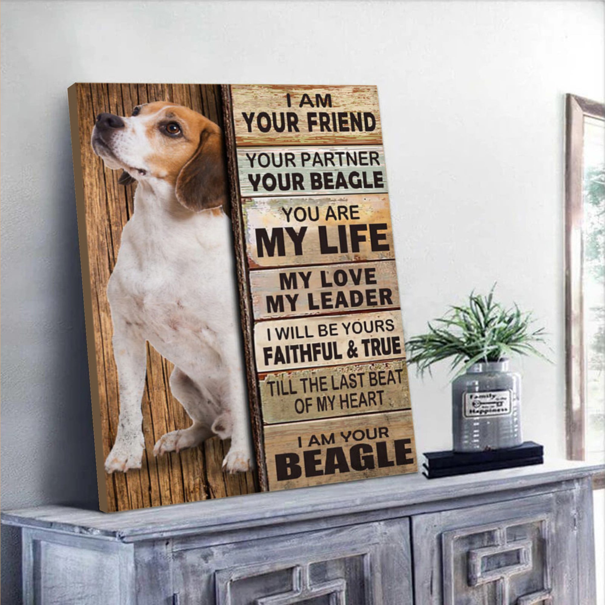 Beagle Canvas Wall Art – I Am Your Friend Dog Home Decor