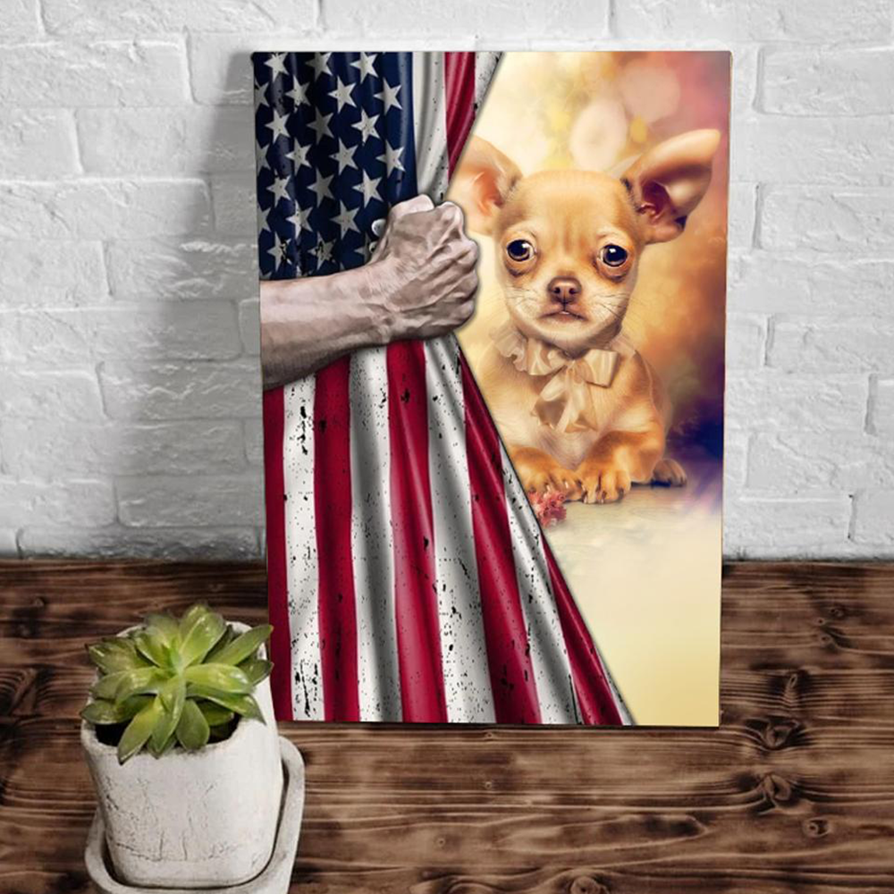 Dog Canvas Wall Art – American Flag Dog Canvas Home Decor