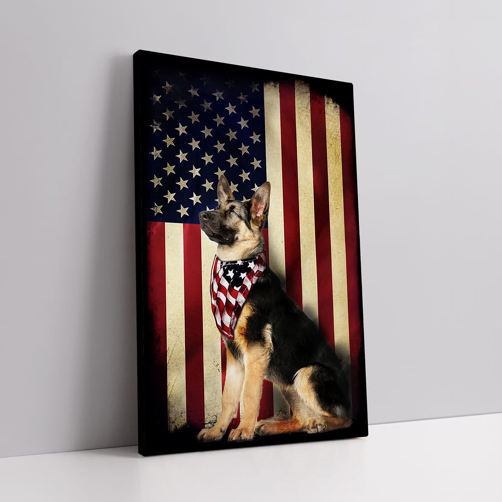 German Shepherd American Flag Canvas