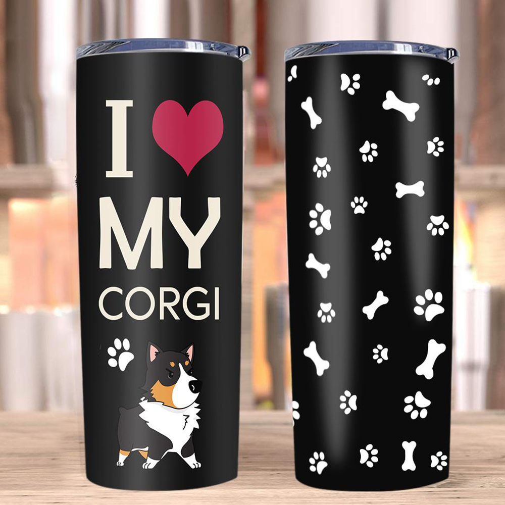 I Love My Corgi Skinny Tumbler