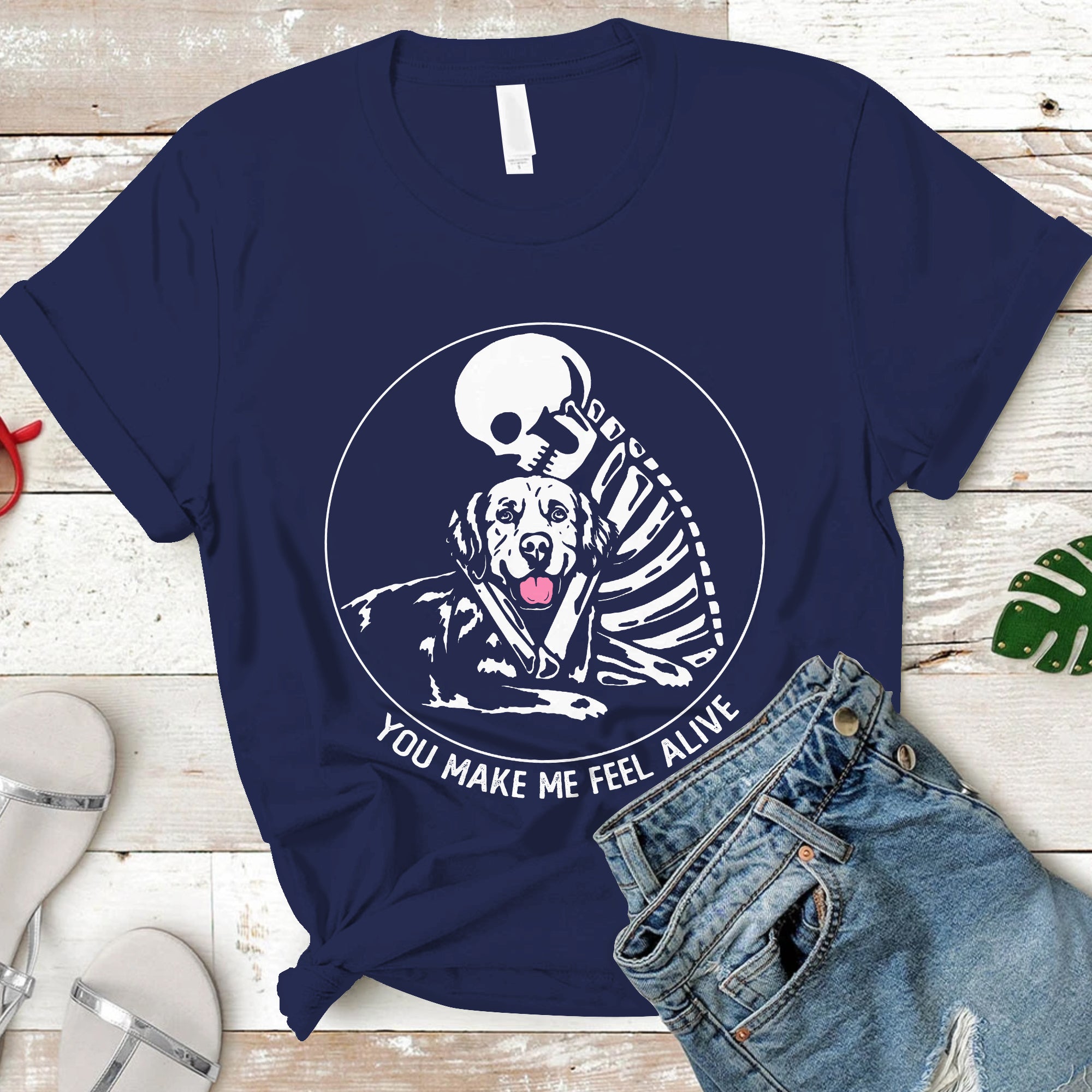 You Make Me Feel Alive Skeleton Skull Golden Retriever Dog Lover T-Shirt