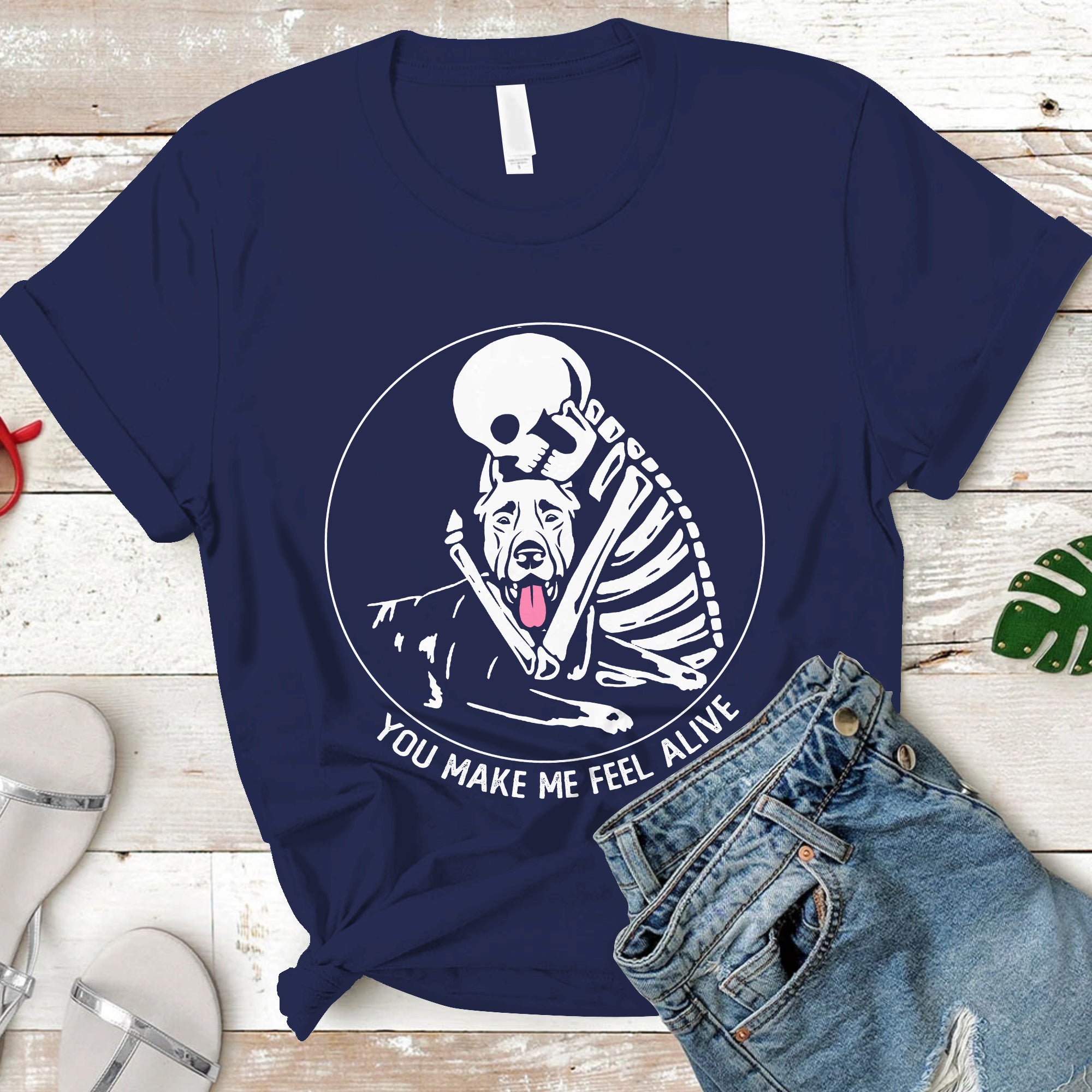 You Make Me Feel Alive Skeleton Skull Dobermann Dog Lover T-Shirt