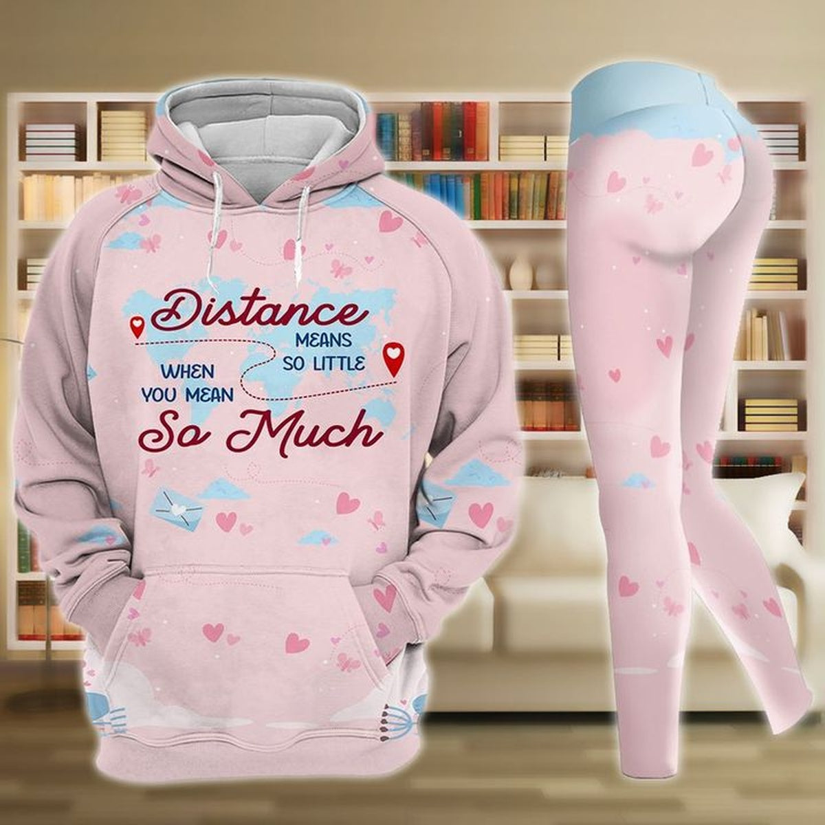 Distance Means So Little When You Mean So Much Valentine Couple  Legging Hoodie , Valentine Legging Hoodie