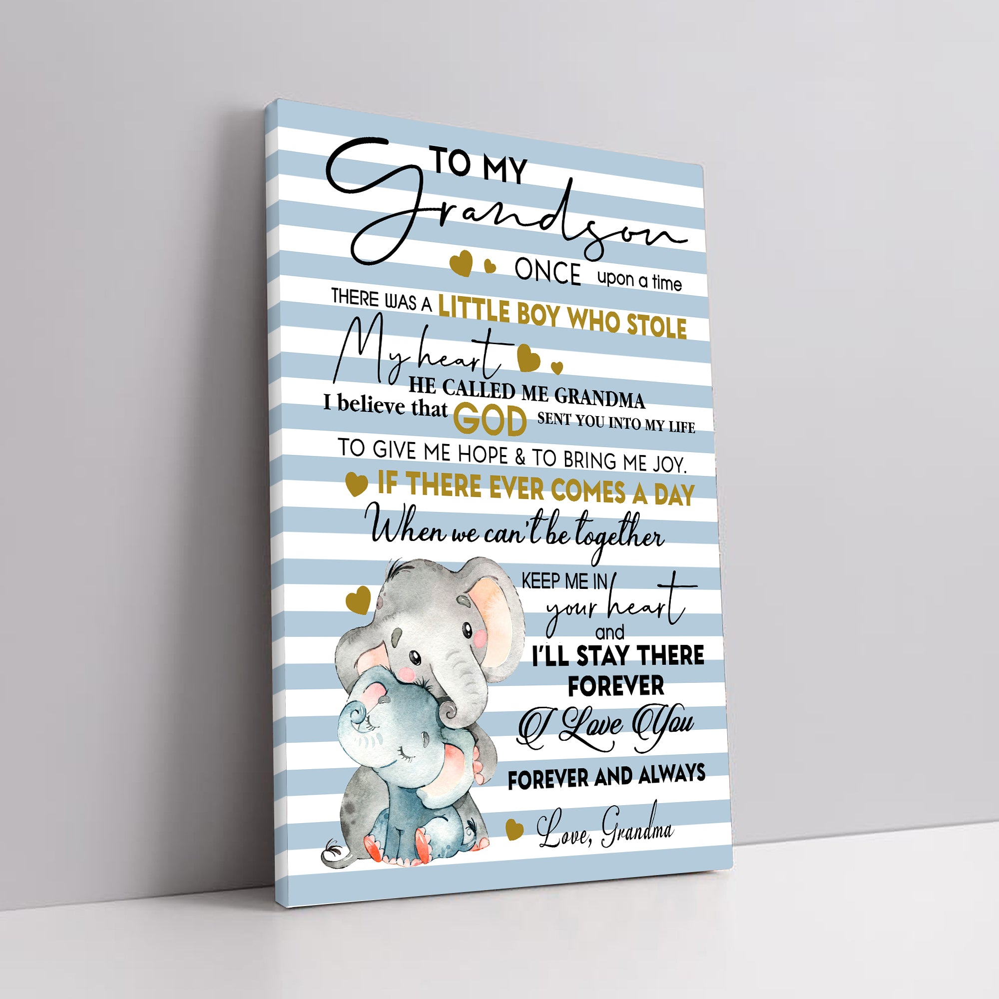 Elephant Canvas To Grandson From Grandma – Once Upon A Time There Was A Little Boy Who Stole My Heart
