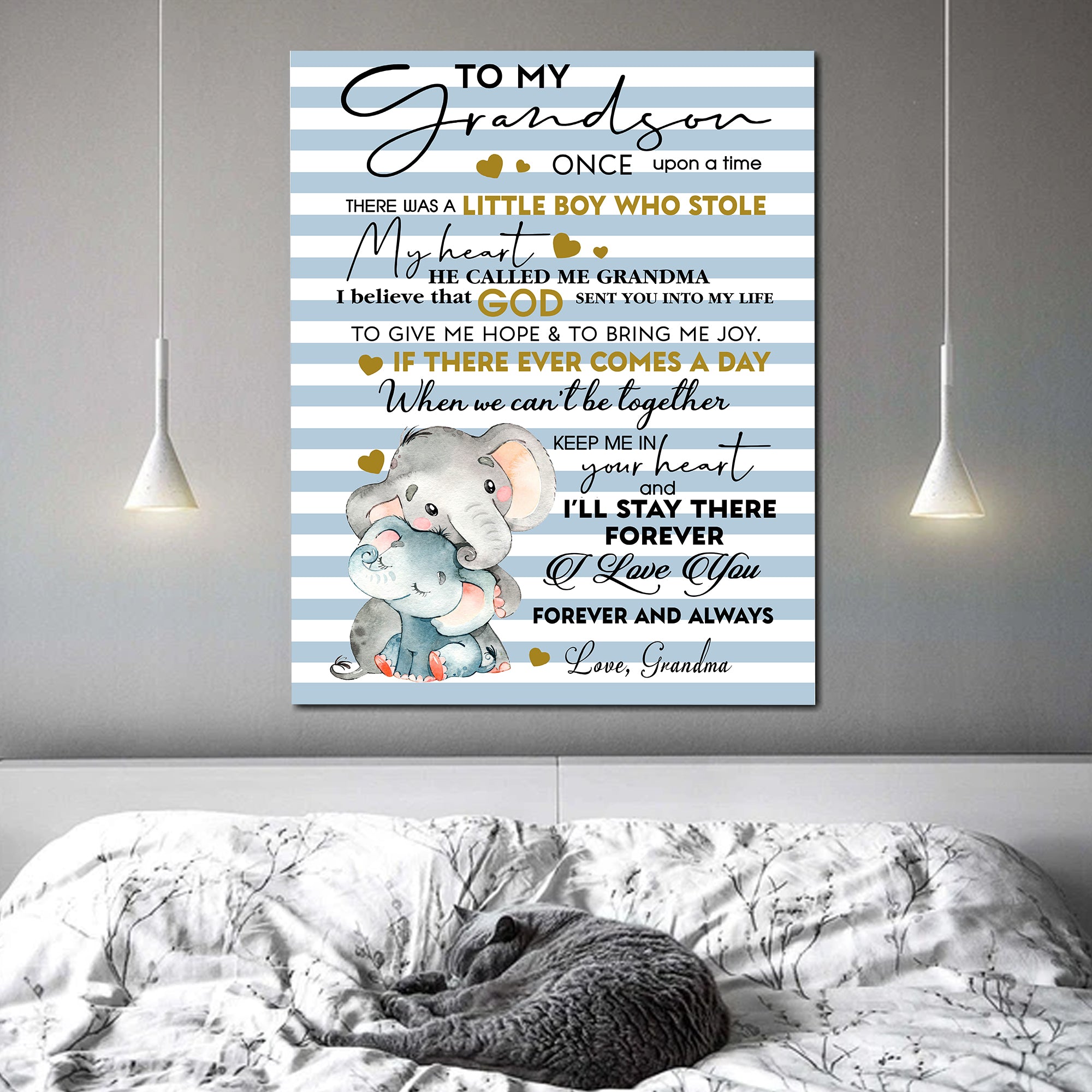 Elephant Canvas To Grandson From Grandma – Once Upon A Time There Was A Little Boy Who Stole My Heart