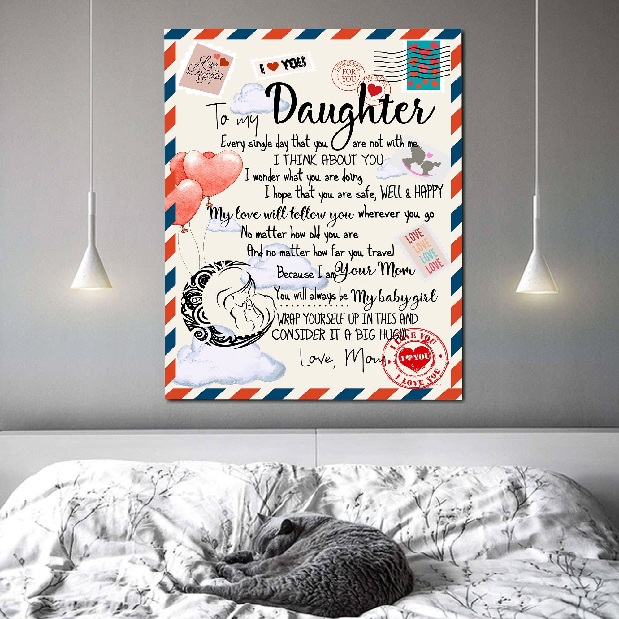To My Daughter From Mom Love Letter Canvas