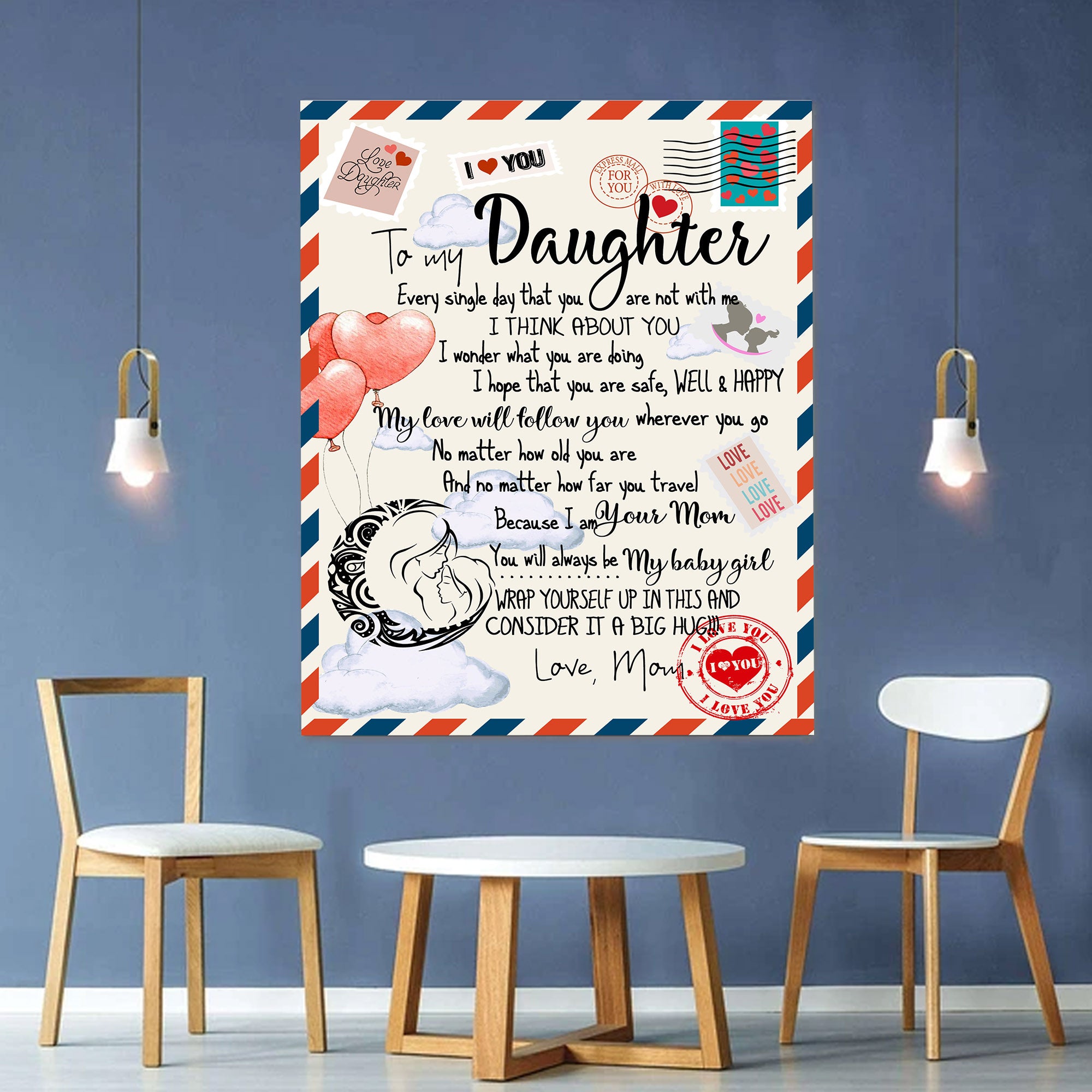 To My Daughter From Mom Love Letter Canvas