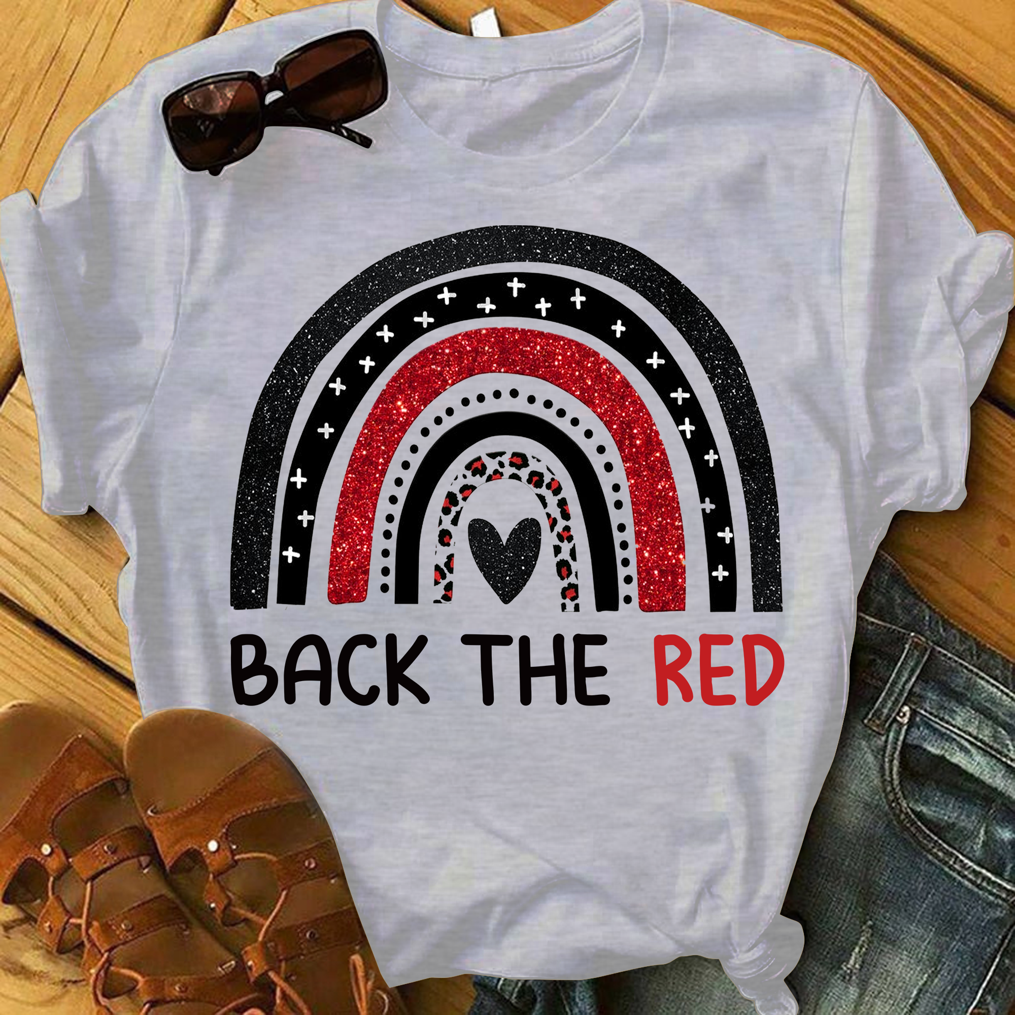 Back The Red Rainbow Firefighter For Fireman Wife Girlfriend T-Shirt