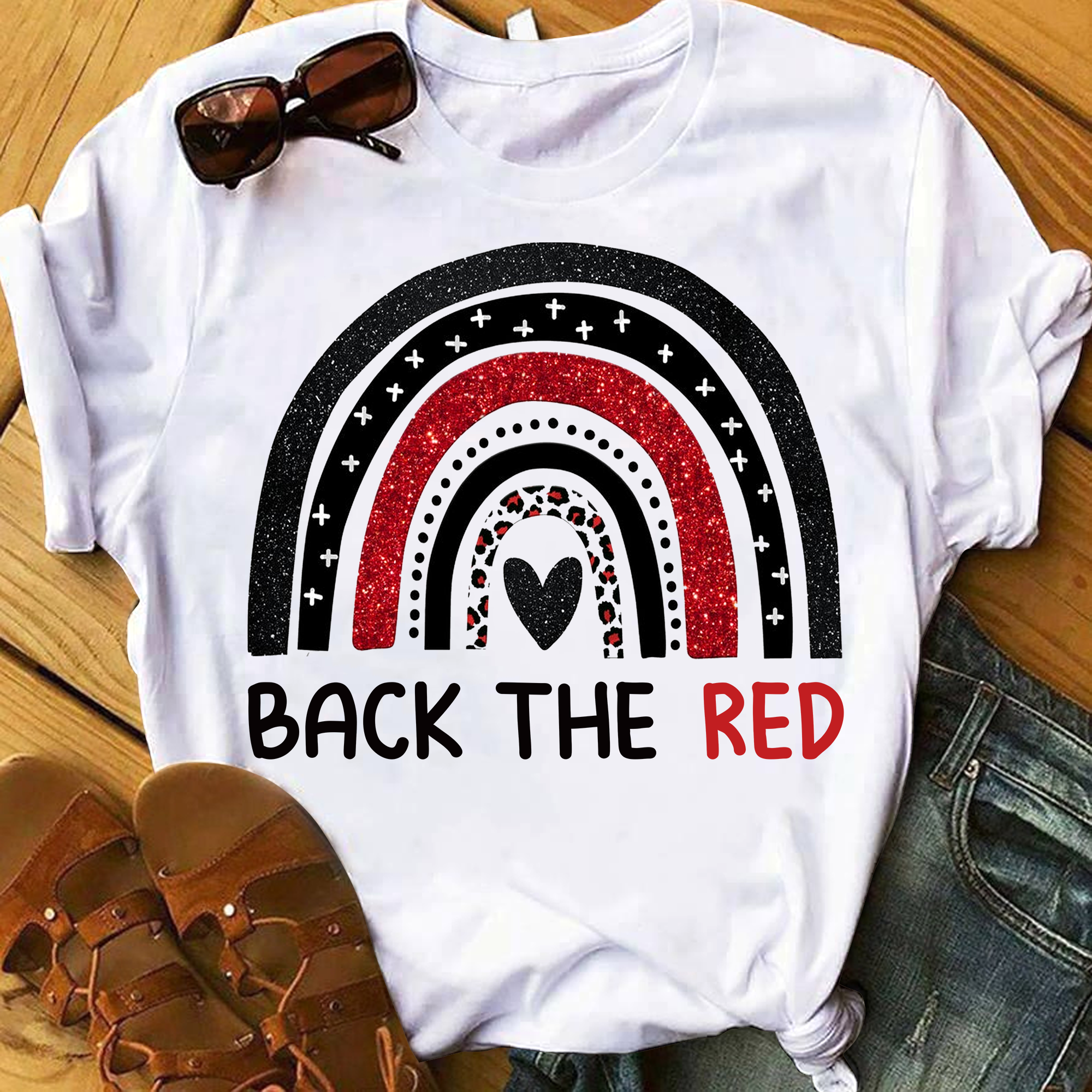 Back The Red Rainbow Firefighter For Fireman Wife Girlfriend T-Shirt