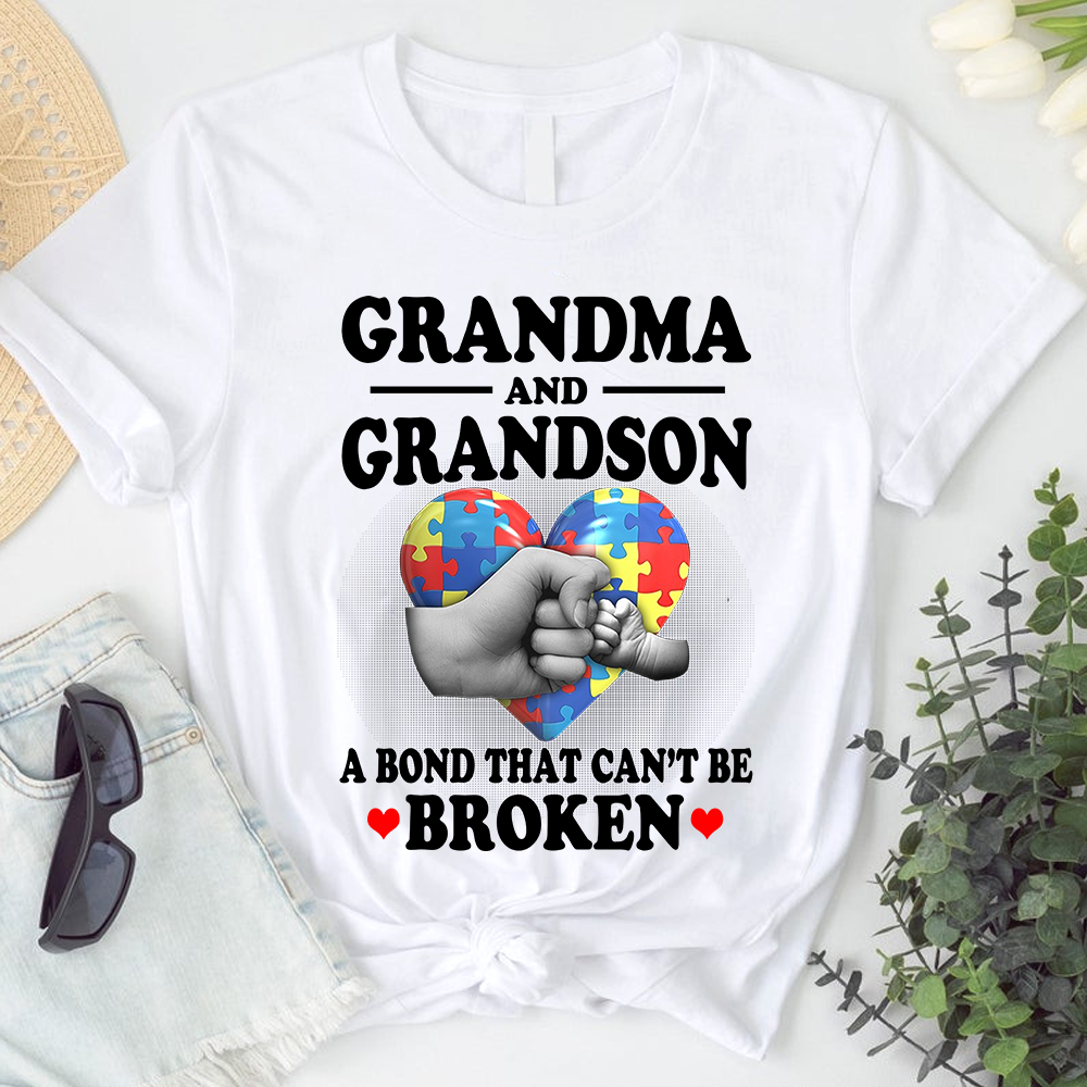 Grandma And Grandson A Bond That Can’t Be Broken Autism Tshirt