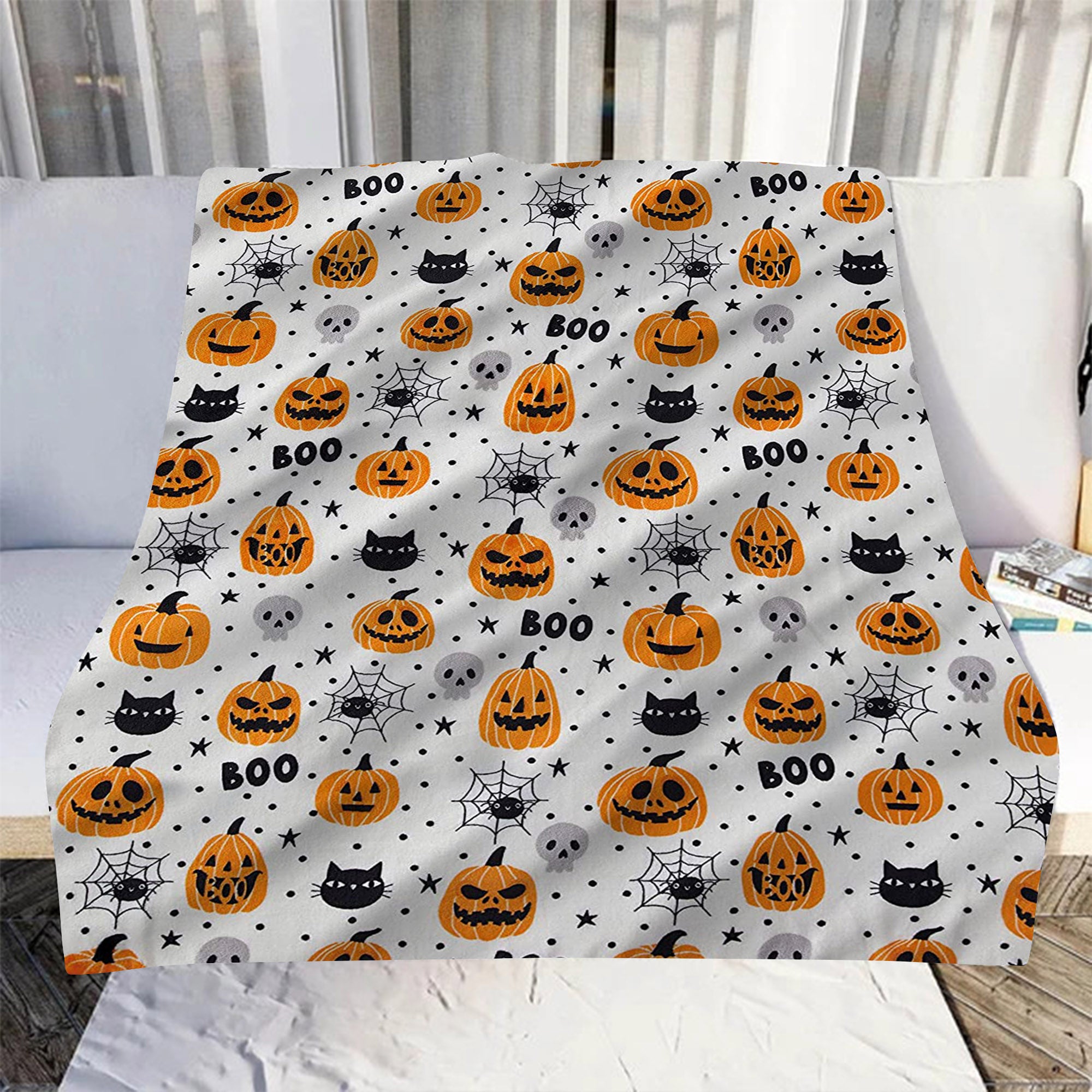 Boo Halloween Seamless Pattern Halloween Blanket