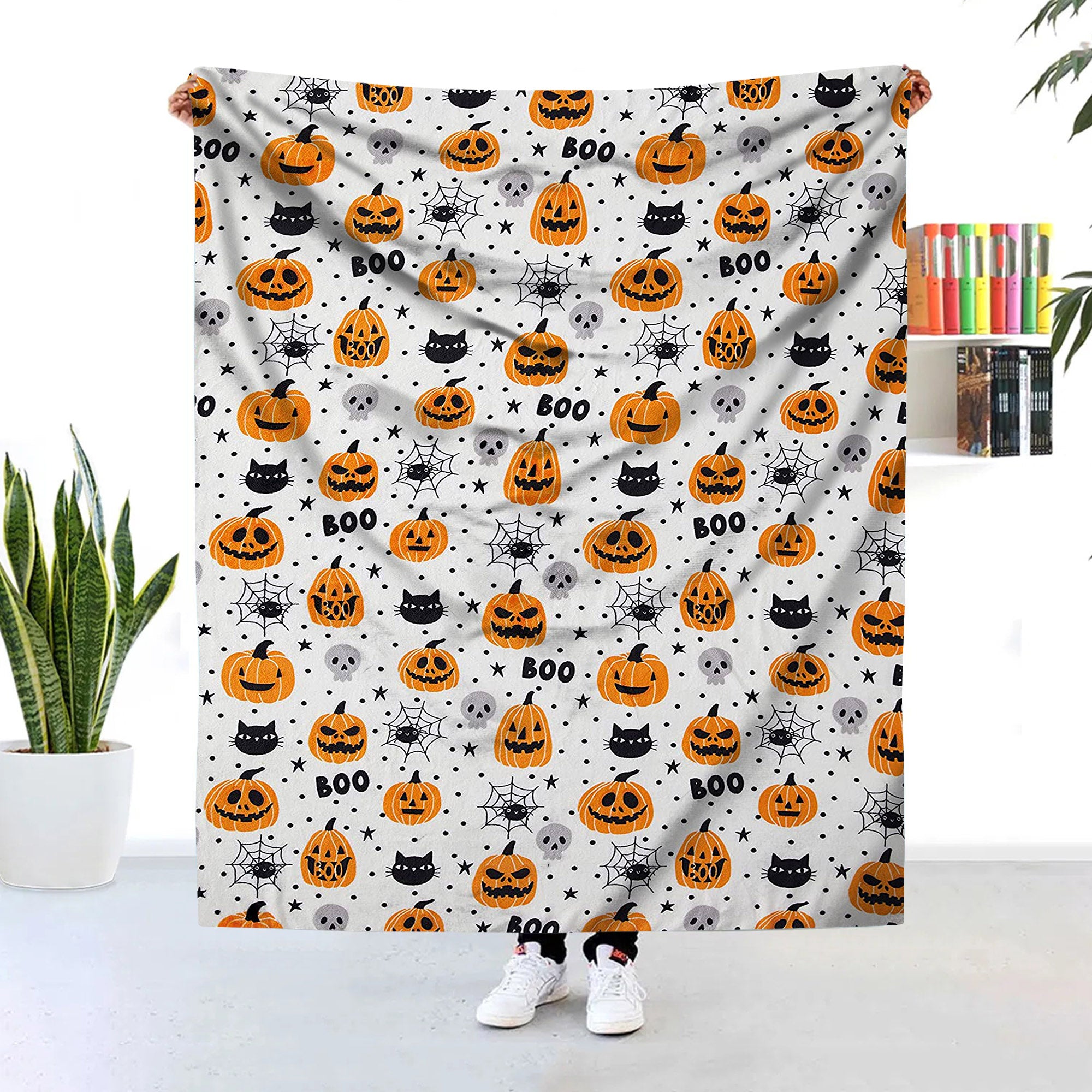 Boo Halloween Seamless Pattern Halloween Blanket