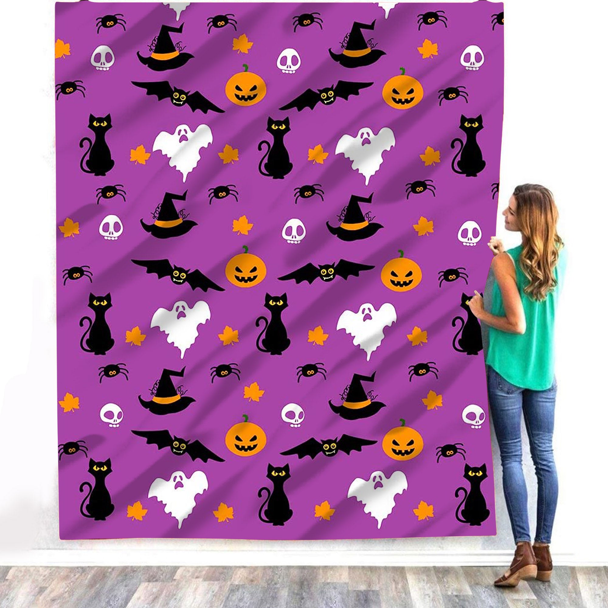 Purple Halloween Seamless Pattern Blanket