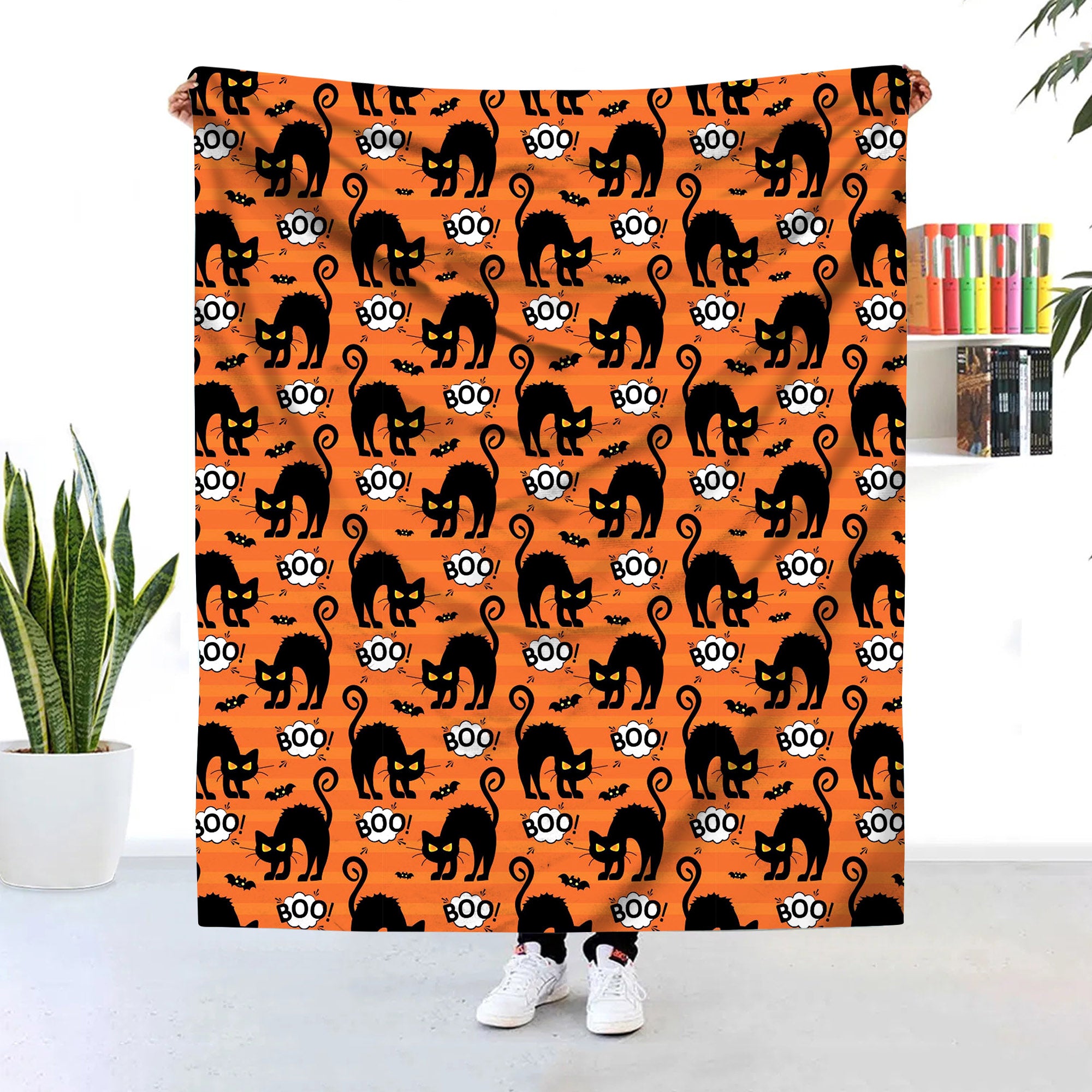 Angry Cat Halloween Blanket