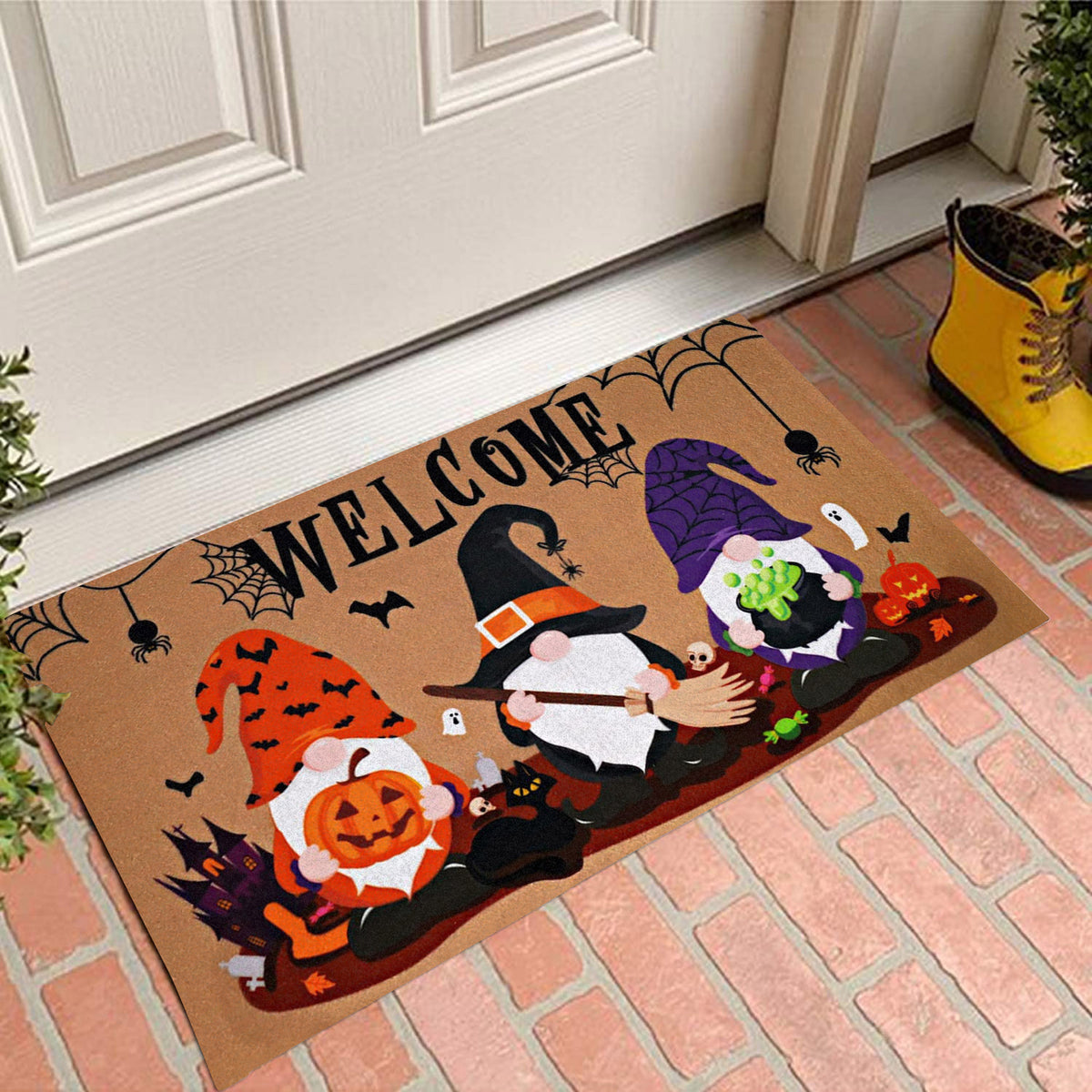 Halloween Welcome Three Gnome Doormat Indoor & Outdoor Decoration 30 ...