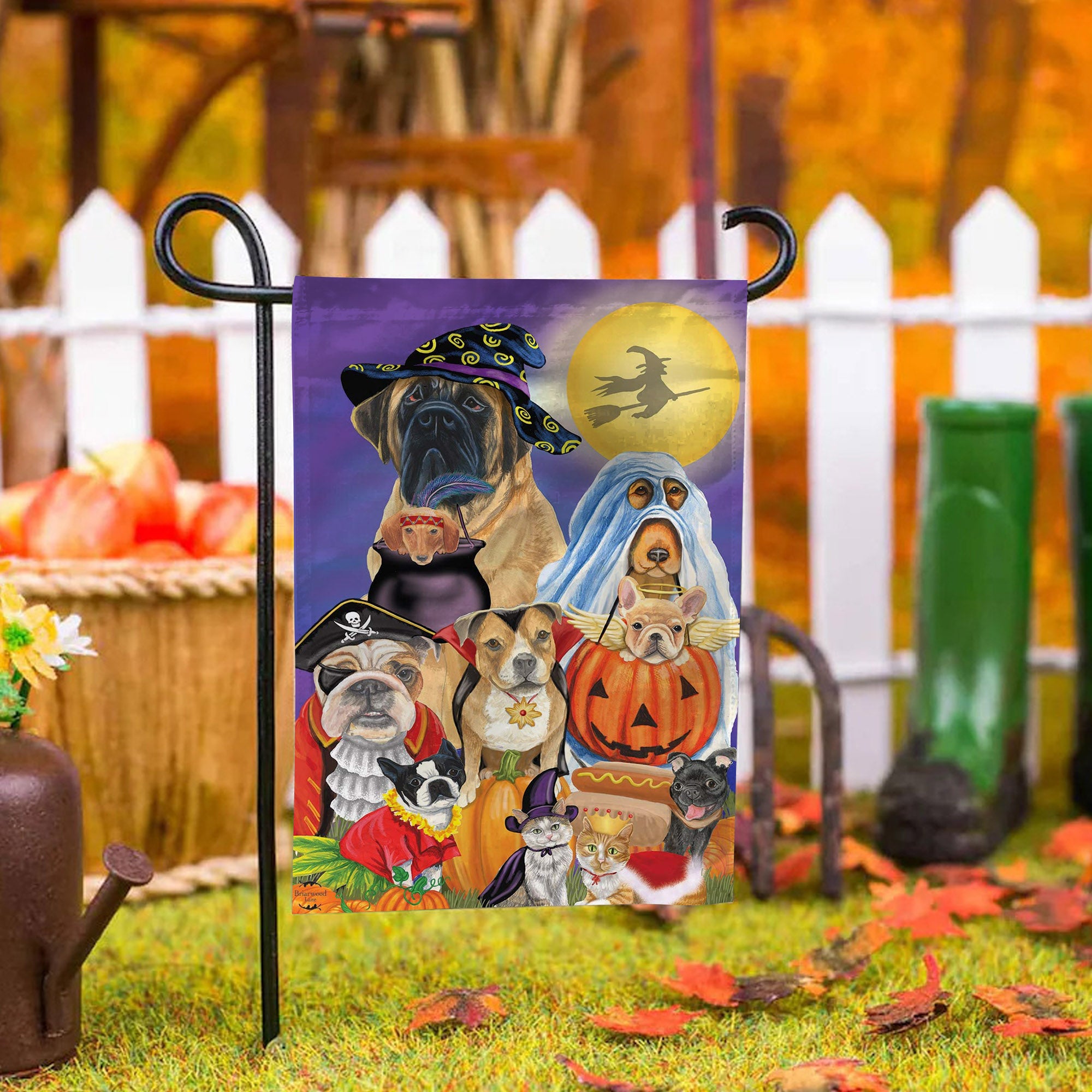 Trick or Treat Dogs With Jack O’Lantern Halloween Flag Double Sided