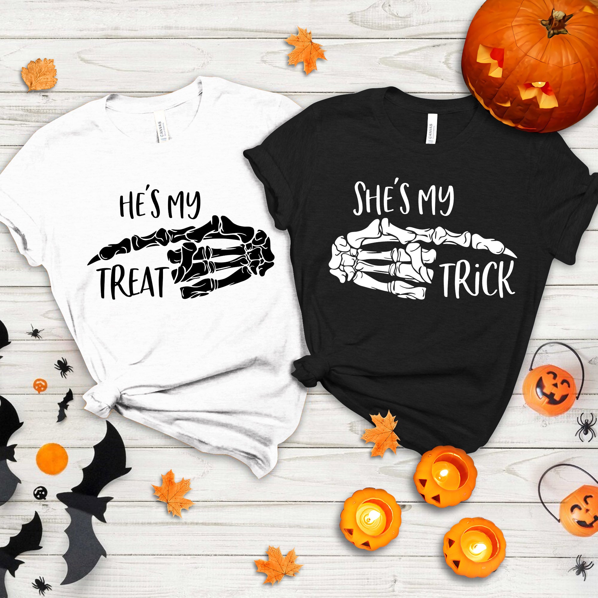 Halloween Couple Shirt – She Is My Trick, He Is My Treat