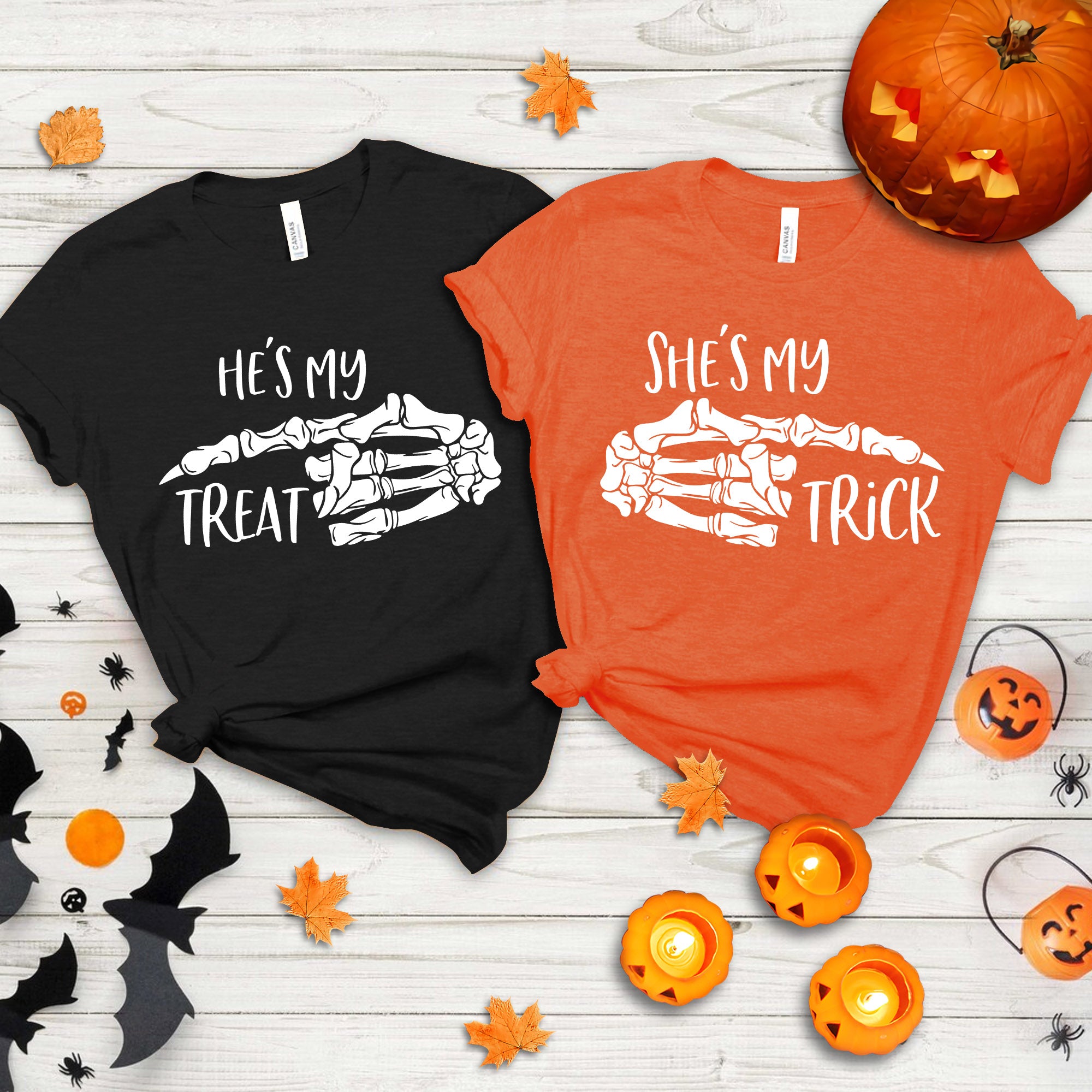 Halloween Couple Shirt – She Is My Trick, He Is My Treat